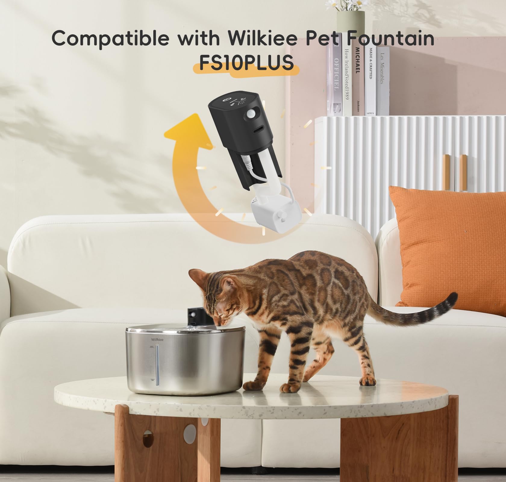 Motor de fuente de agua para gatos con bomba para FS10PLUS, motor de repuesto de fuente de gato de acero inoxidable para fuente de mascotas de 4.1 L