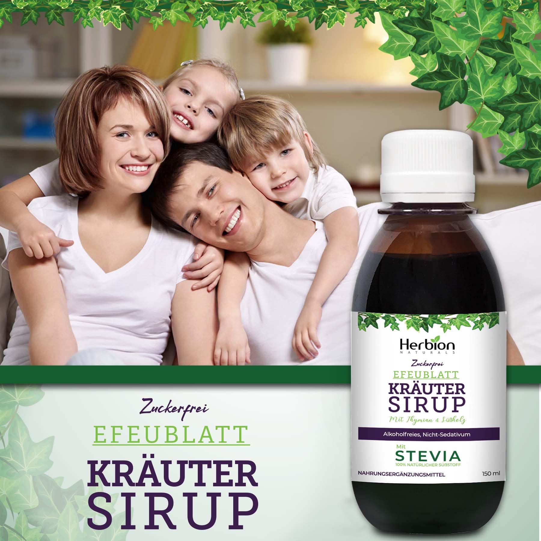 Herbion Naturals Efeublatt Hustensirup mit Thymian und Sholz, 5 FL Oz -  beruhigt die Kehle, alkoholfrei, zuckerfrei mit Stevia Packung von 2 :  Amazon.de: Drogerie & Krperpflege