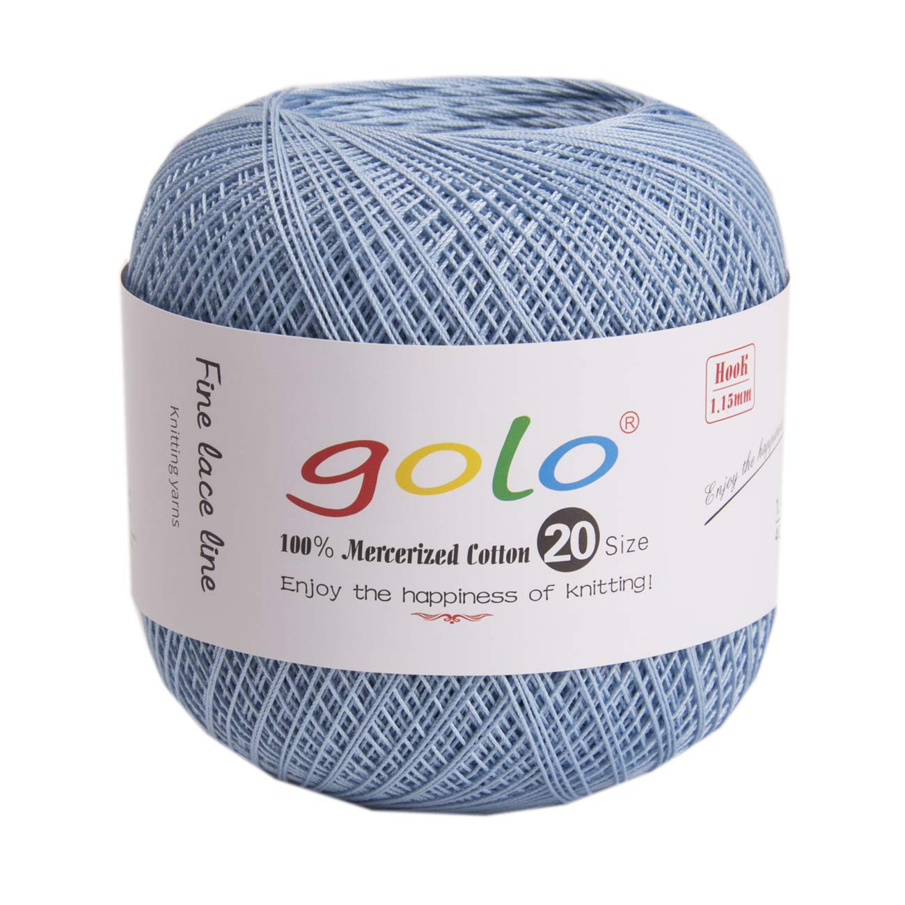 golo Crochet Thread Size 20 for Hand Knitting Crochet Yarn for Hand Knitting (Light Sky biue) 8-800, 6 UK