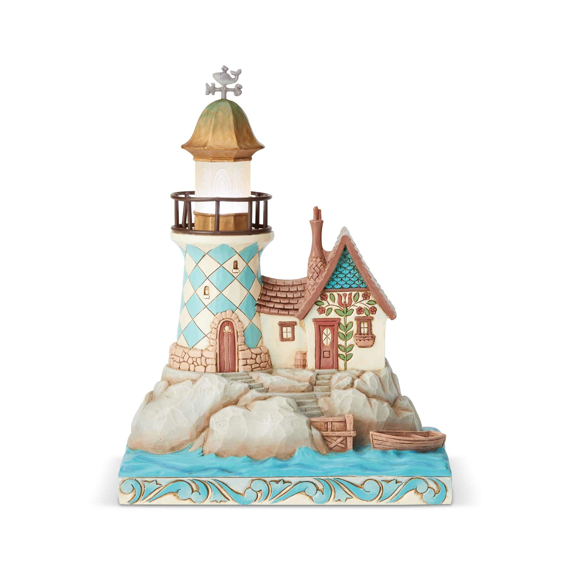 Figurine lumineuse phare Jim Shore Enesco au style bord de mer pour table de nuit