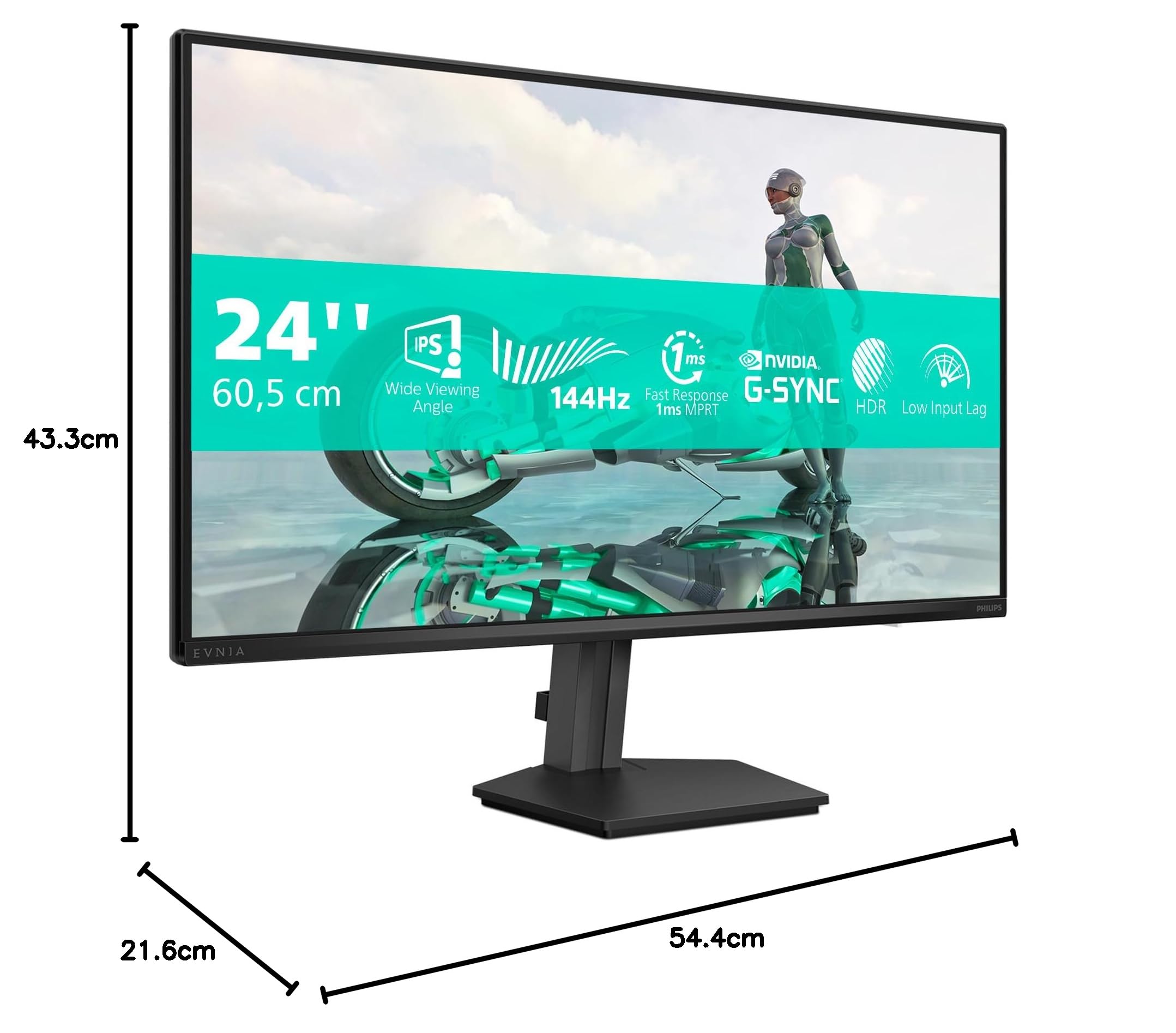 Philips Evnia 24M2N3200NF 24 Zoll Full HD Gaming Monitor 144 Hz 1 ms MPRT FreeSync G-Sync 1920x1080 HDMI 2.0 DisplayPort 1.4 schwarz