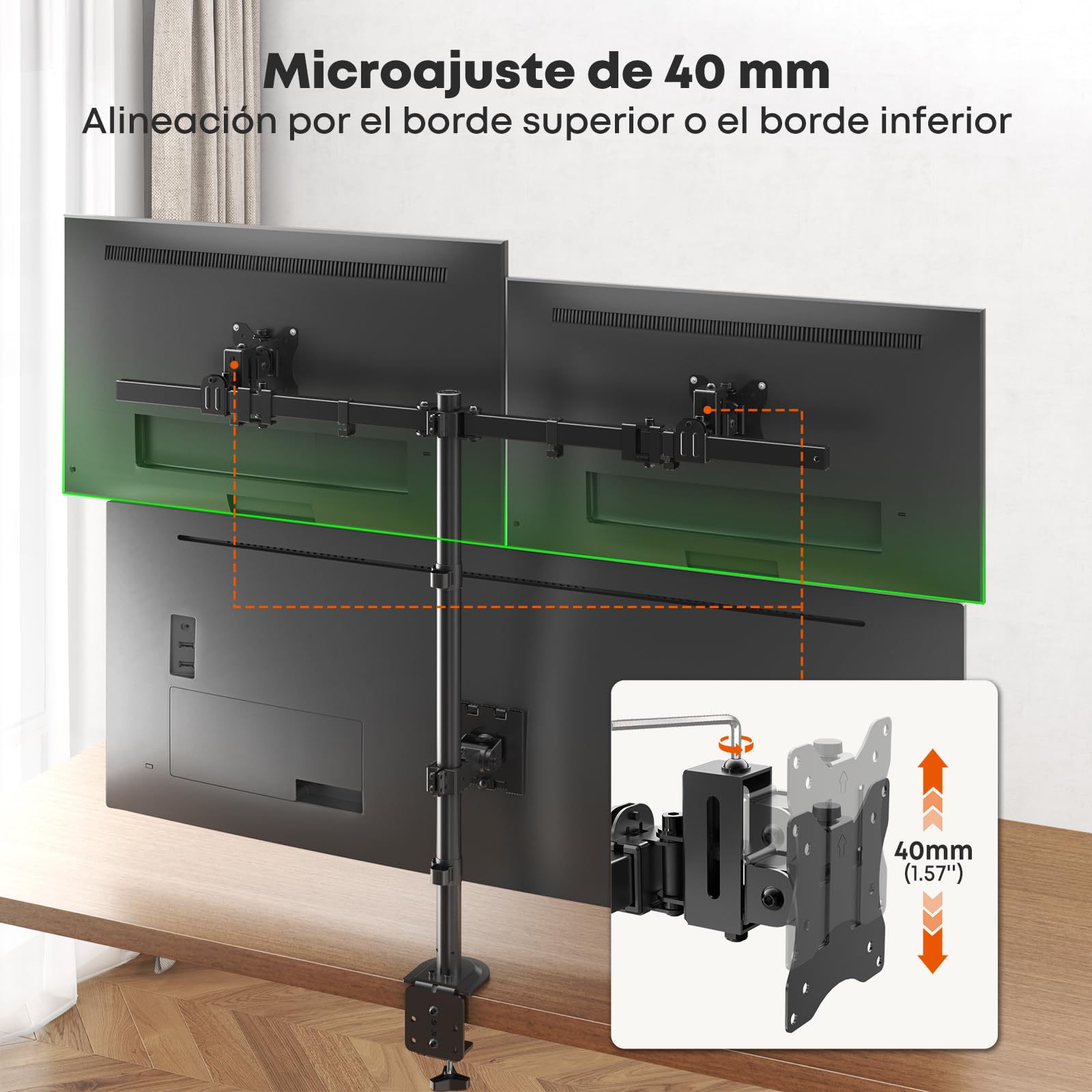 Soporte para monitor 3 monitores de hasta 49" y 2 x 40, ajustable VESA