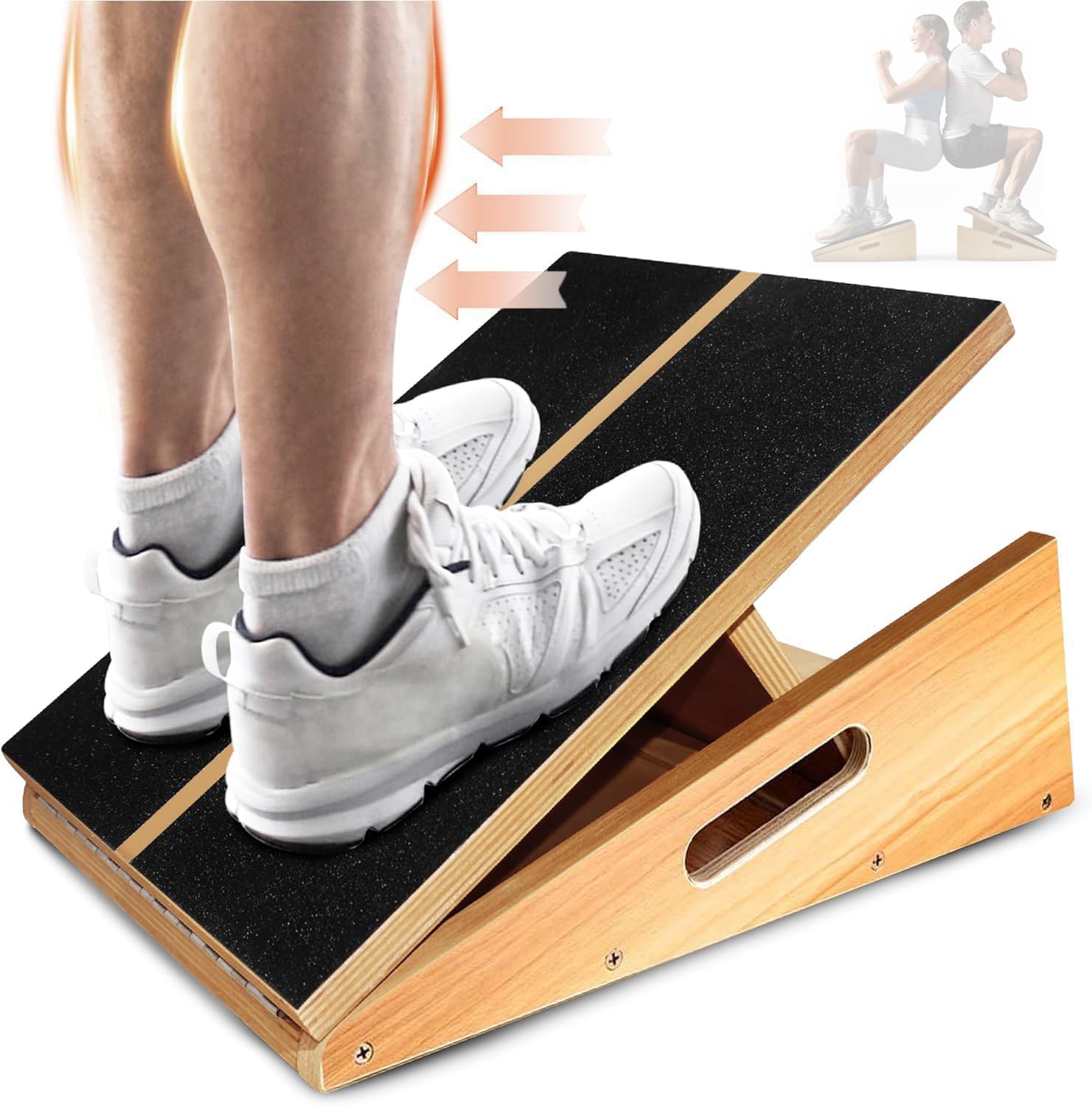 FC22 Professional Incline Board, Wooden Slant board calf stretching, Adjustable Incline Board and Calf Stretcher, Stretch Board, Squat Wedge and Anti-Slip Surface, Portable Side Handle Easy Movement