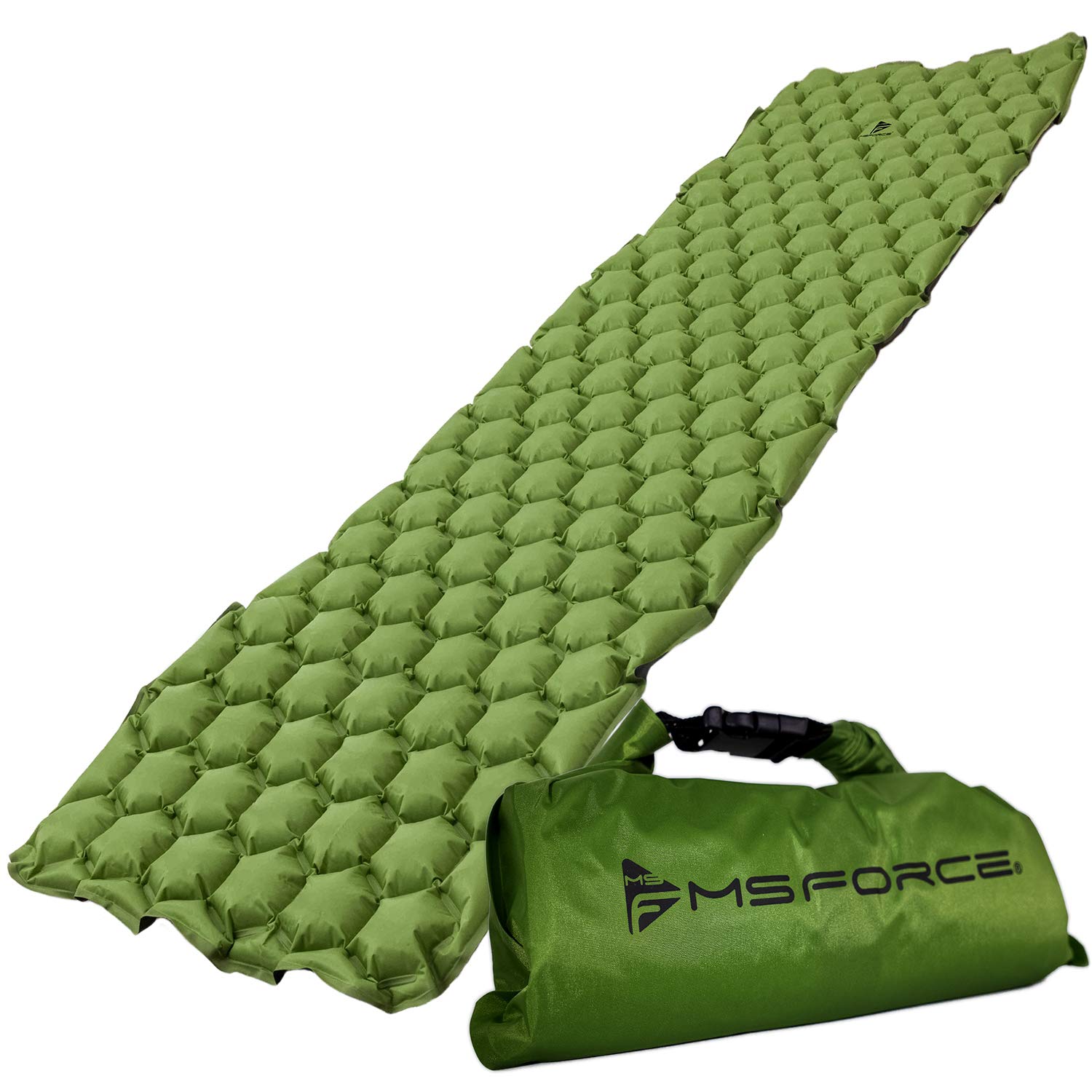 MsForce Camping Sleeping Pad. Inflatable Sleeping Mat for Camp Sleeping & Outdoor Sleeping. Ultralight, Durable Waterproof, Compact Mattress. 2020 Version.