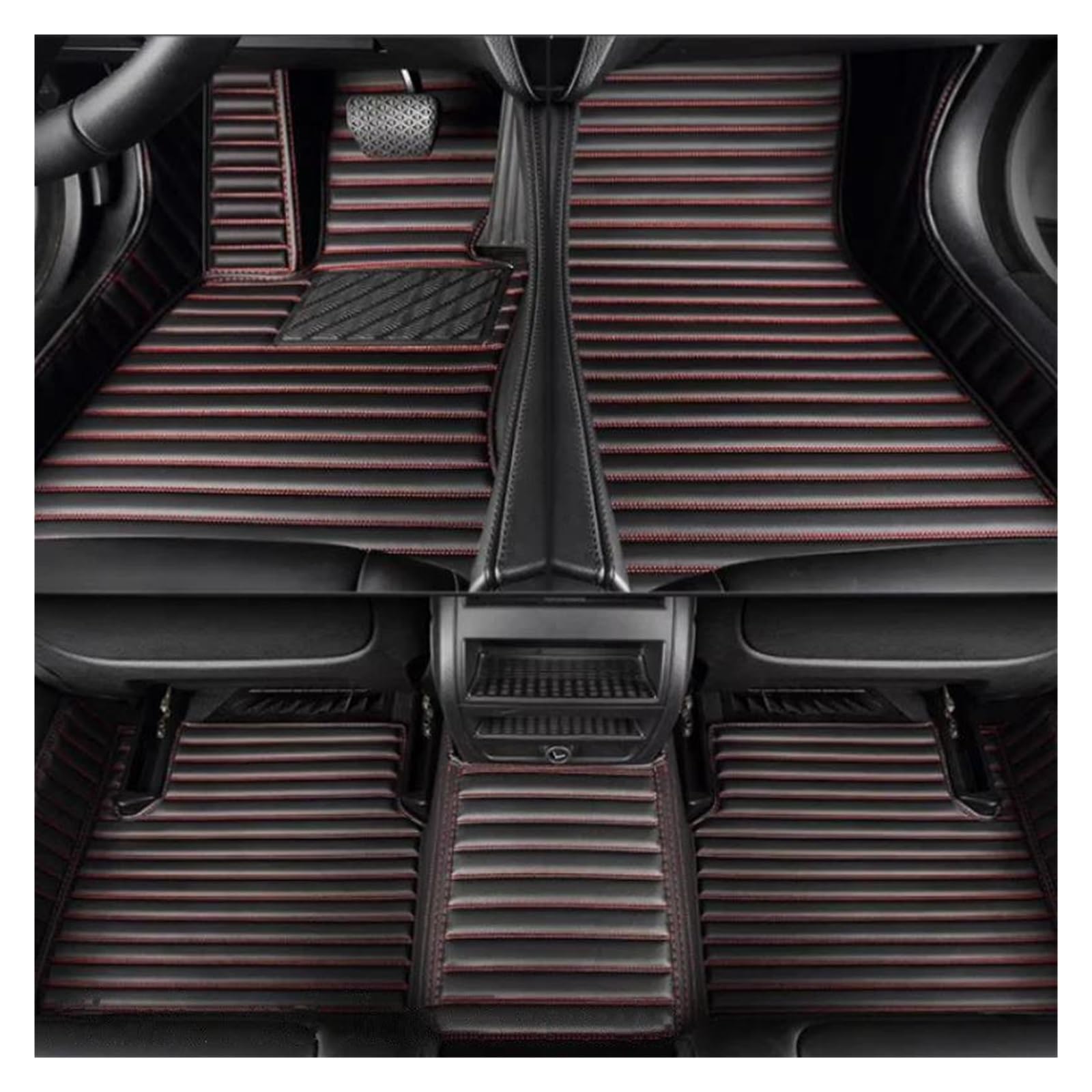 Tapis de sol voiture antidérapant cuir PU anti-boue pour Duster 2011-2022 noir rouge
