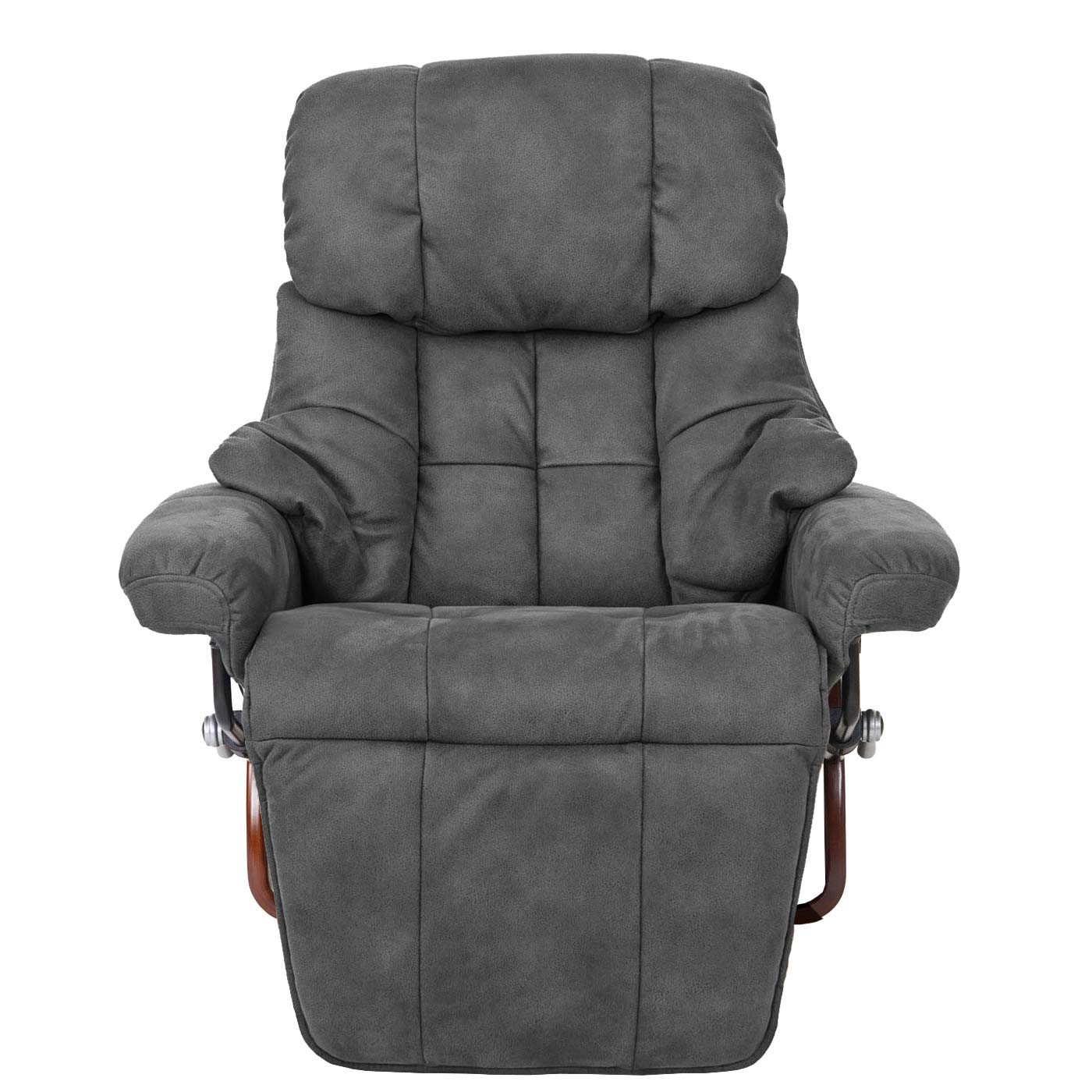 MCA Relaxsessel Calgary 2 - dunkelgrau, Walnuss-Optik | Fernsehsessel, Sessel, Stoff/Textil, 150kg belastbar
