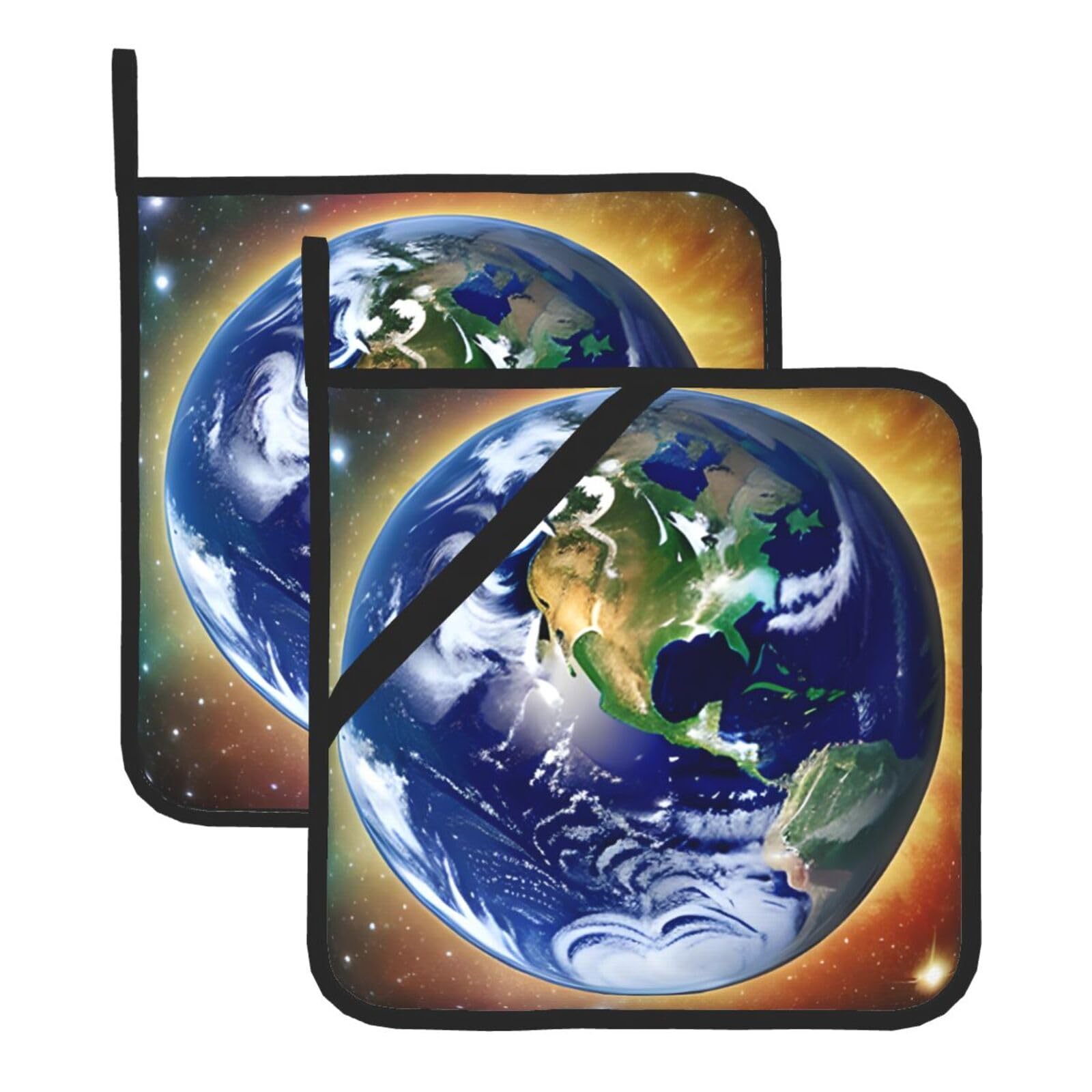 Cosmic Earth Square Heat Resistant Trivet Set Thick and Durable for Baking Barbecue Cookware Oven