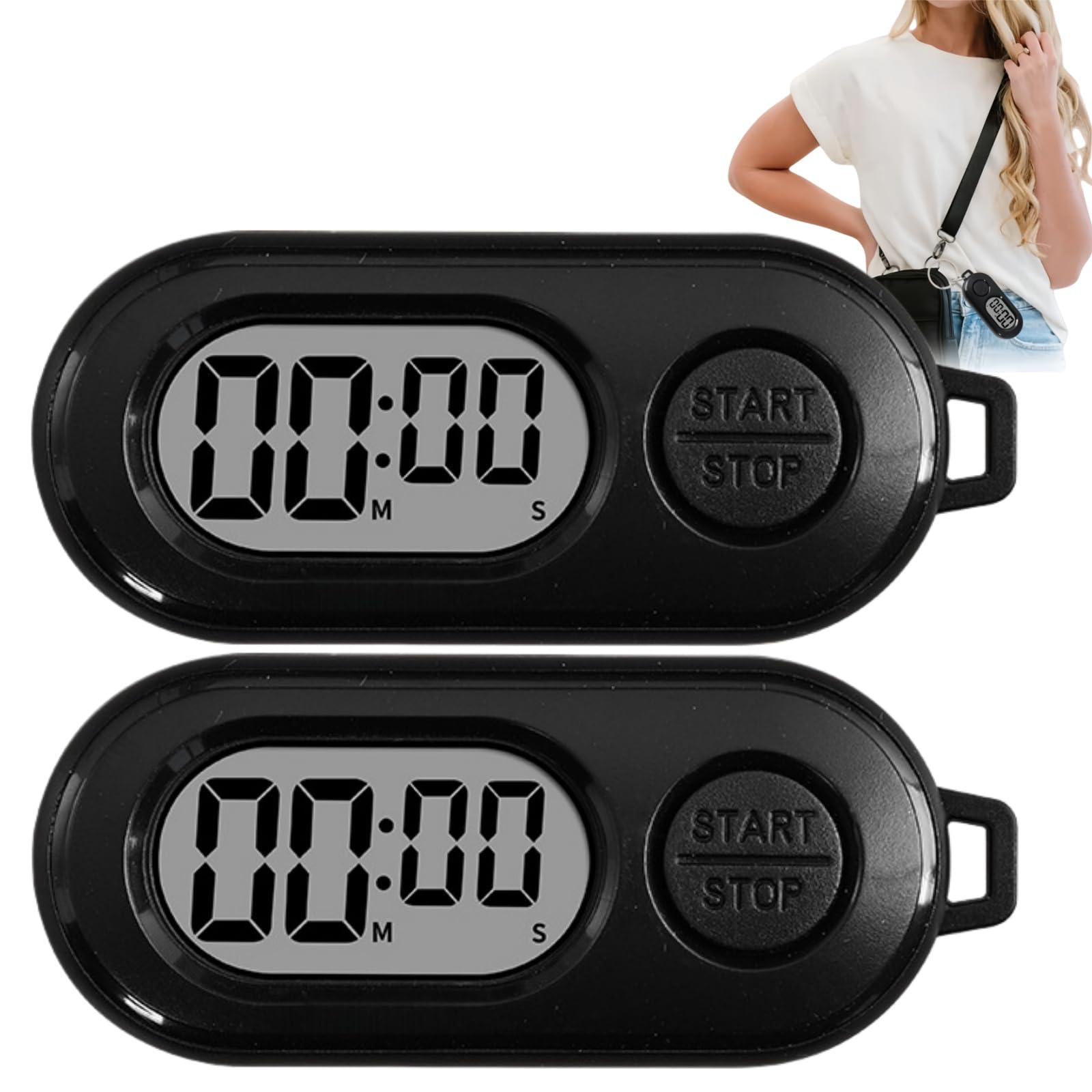 2PCS Keychains Stop Watch,Stop Timer Keychain,Mini Digital Watches,Digital Timer Stop Watch,LCD Digital Clock with Compact Design,Portable Clo/ck,LCD Screen Dig/ital Clo/ck,Precise Countdown Timing