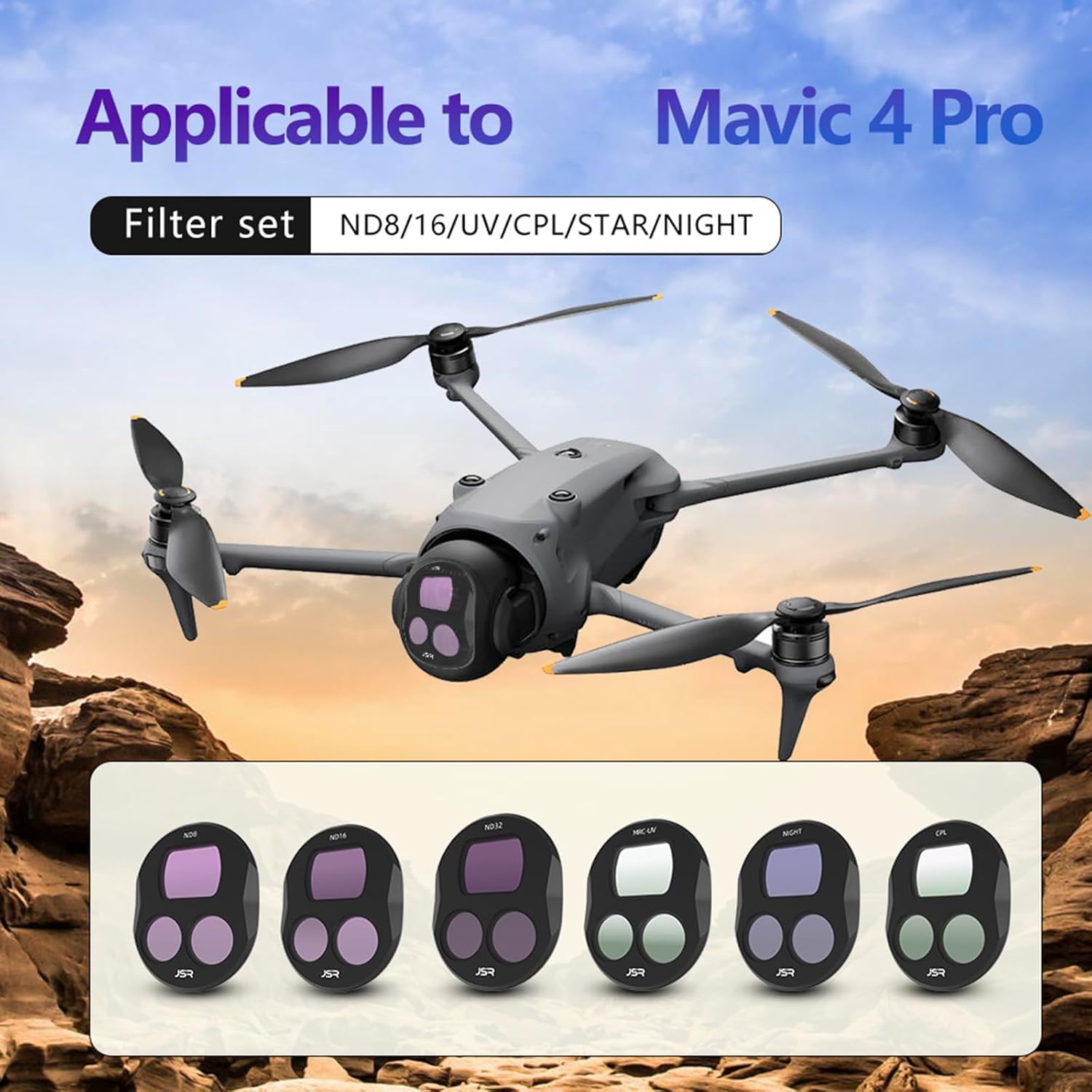 Kit de filtro de lente para DJI Mavic 4 Pro, filtro UV CPL GND ND, protector resistente al aceite, impermeable, Mavic 4 Pro, accesorios de fotografía (ND8PL y ND16PL y ND32PL y ND64PL)
