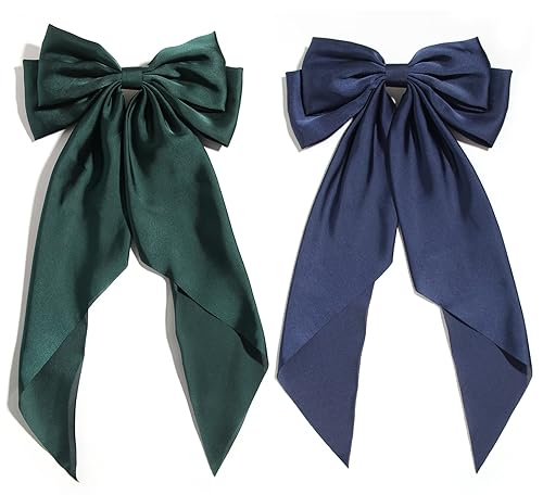 SUSULU Lazos para el pelo para mujeres y niñas, lazos verdes para el cabello, lazos para el cabello azul marino, pinzas para el cabello de gran