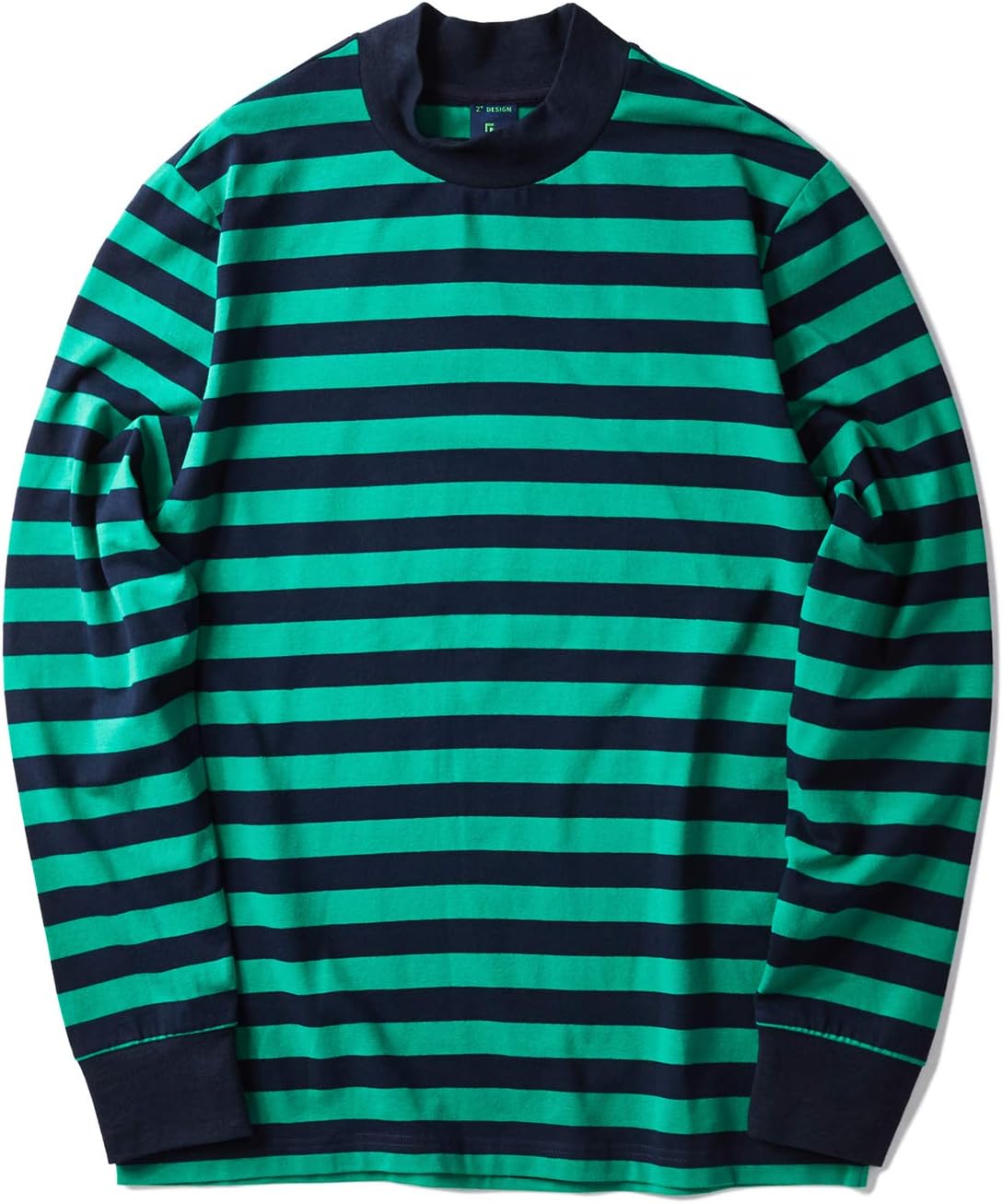 Mock Neck Striped Long Sleeve T Shirt Men