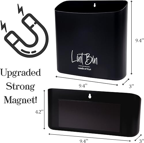 Miniatura 3 de Perfnique Contenedor magnético de pelusa para lavandería, juego de cubos de basura grandes y pequeños con cepillo, decoración de lavandería de