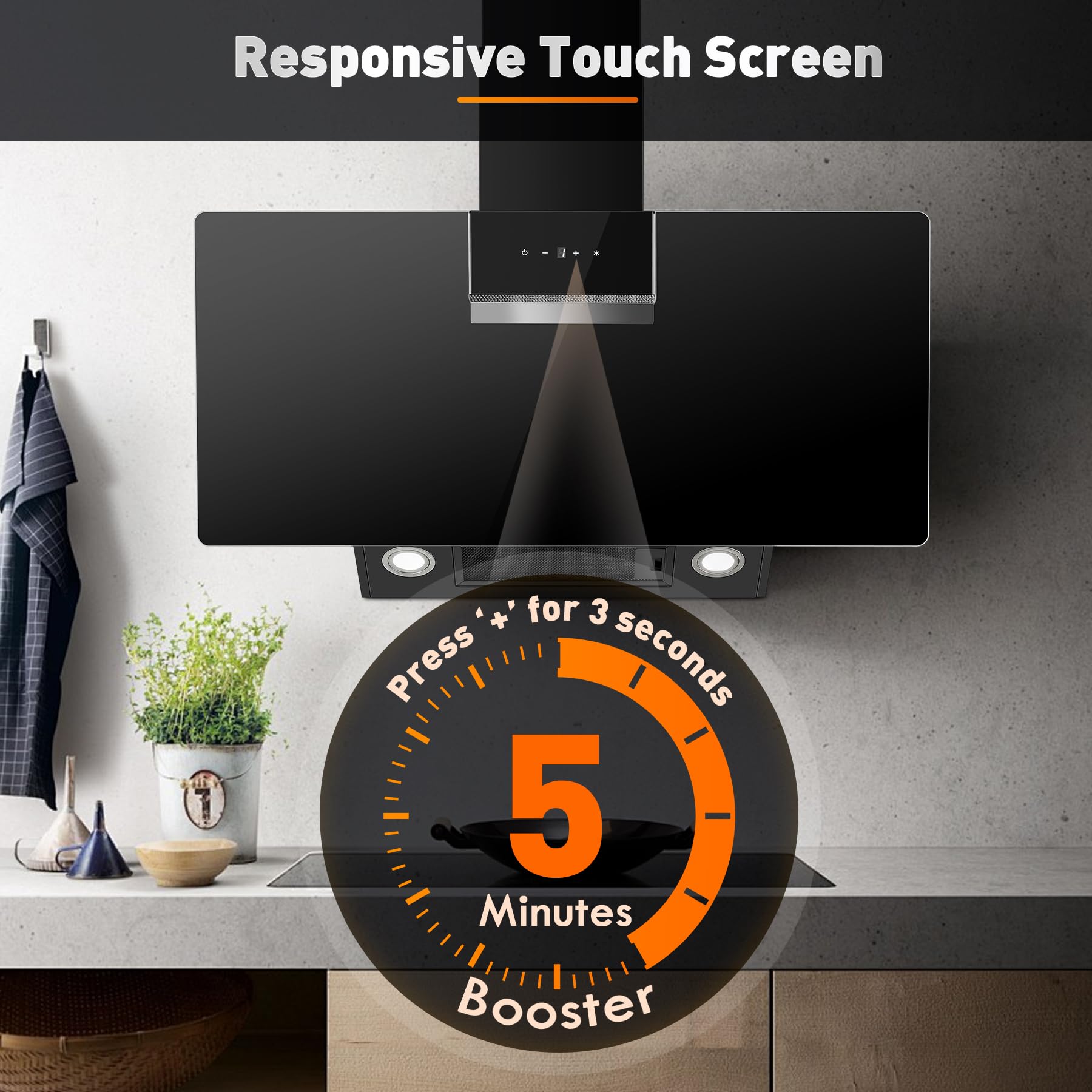 Hotte Aspirante 90 Cm 370m³/h 3 Vitesses Cbcb9201-b Noir Mat - Hotte