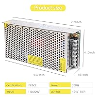 Vista 2 de Fuente de alimentación conmutada de 24V 8.5A, regulador de voltaje AC/DC, CA 110V/220V a DC 24V 8.5A 200W convertidor de adaptador de corriente