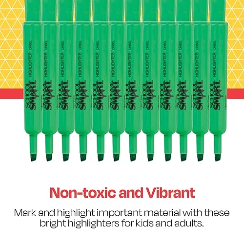 Miniatura 5 de School Smart Resaltadores estilo tanque, punta de cincel, verde, paquete de 12