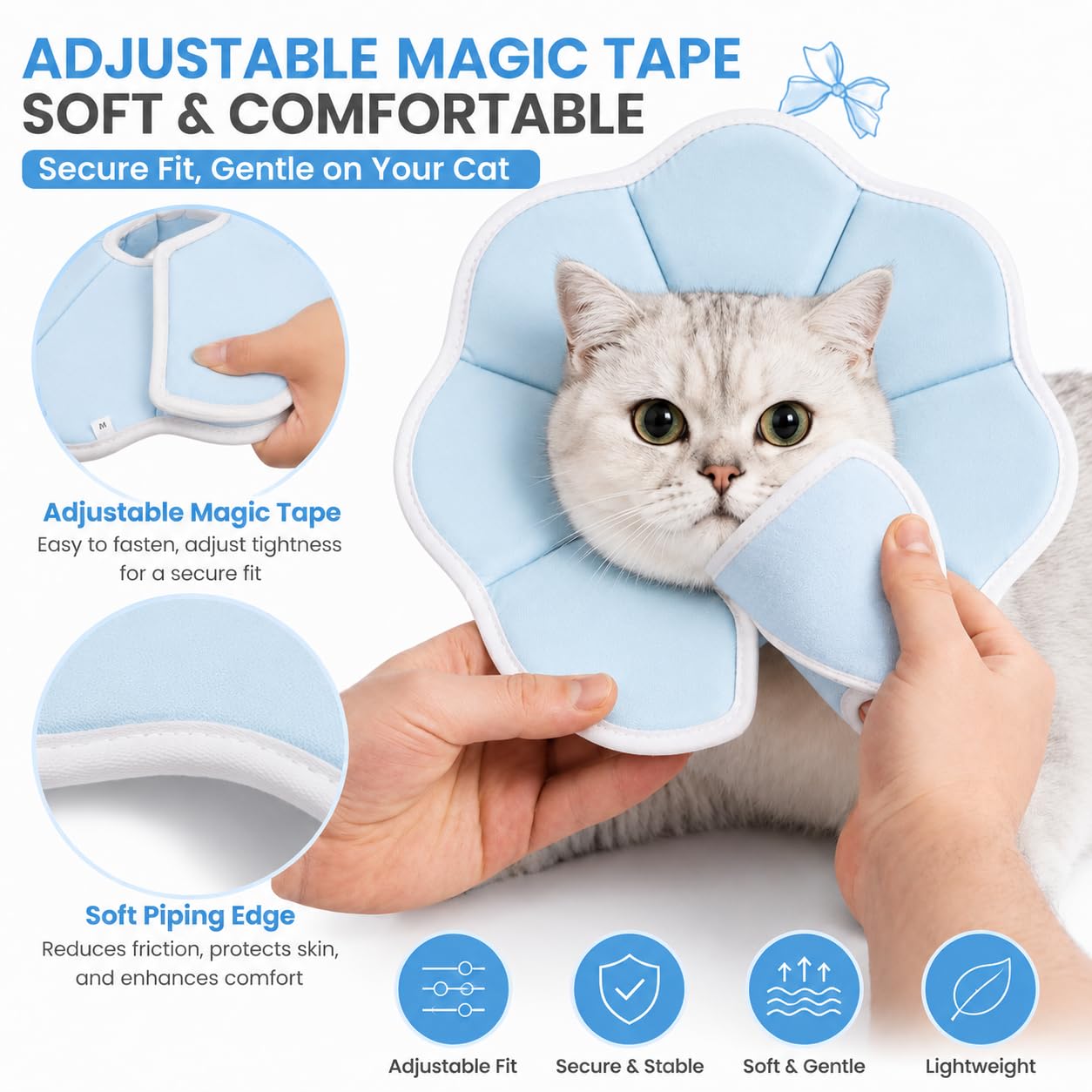 Avont エリザベスカラー 犬用 猫用 ソフト 軽量 手術後 傷口保護 舐め防止 引っ搔き防止 （ブルー）