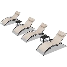 PURPLE LEAF Patio Oversized Chaise Lounge Chair Set with 2 Side Table Pool Adjustable Recliner Chairs for Outside Beach Outdoor Sunbathing Tanning Poolside Lounges