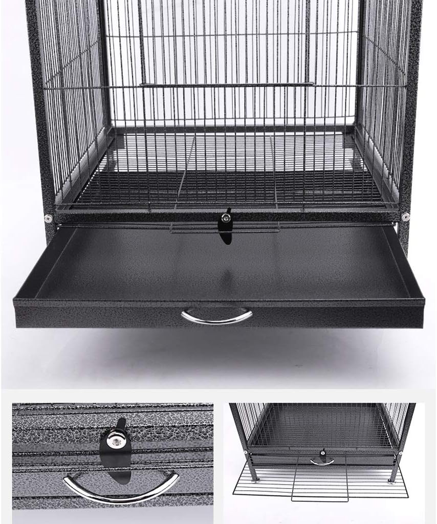 Birdcage 75Cm Large Parrot Bird Cage for Cockatiel Lovebird Birdcage Durable Frame Black Metal Travel Bird Cage Pet Home Bird Cage