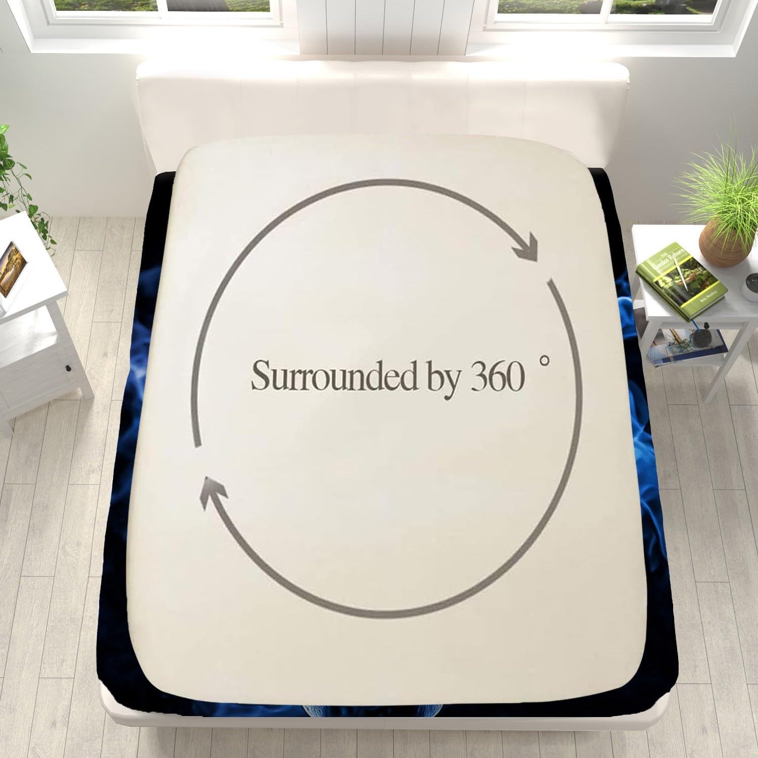 Lenzuolo con angoli Blu Lenzuolo con angoli in microfibra per 160 x 200 cmTeschio fiammeggiante in stile gotico Decorazione per la stanza in microfibra per ragazzi e ragazze