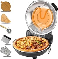 ECUMFFY 12-Inch Indoor Pizza Oven - 800°F Rapid Heating, Ceramic Stone, Dual Temp Control, Viewing Window, 1200W Electric Pizza Maker
