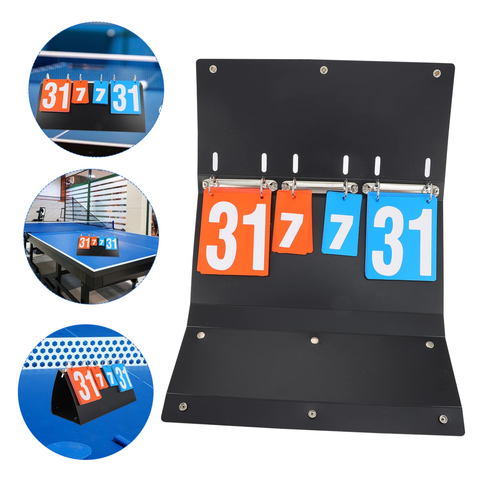 Abaodam Tabellone Segnapunti da Tavolo a 4 Cifre Nero 1 Pezzo | Pvc e Acciaio, Flipper Manuale per Gare, Formato Compatto per Uso Indoor