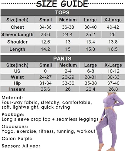 Miniatura 6 de YOFIT - Conjunto deportivo de 2 piezas leggings de yoga de cintura alta sin costuras y crop top con manga larga para mujer, juego de ropa para