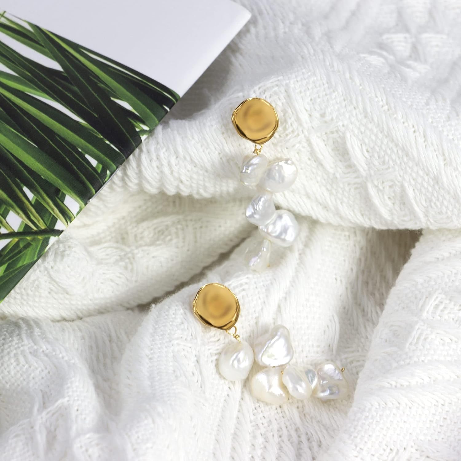 ELEXIS Long Baroque Pearl Earrings For Women Dangle Gold Dainty Statement Tassel Real Pearl Drop Jewelry For Wedding Bridesmaid Hanging - Image 2