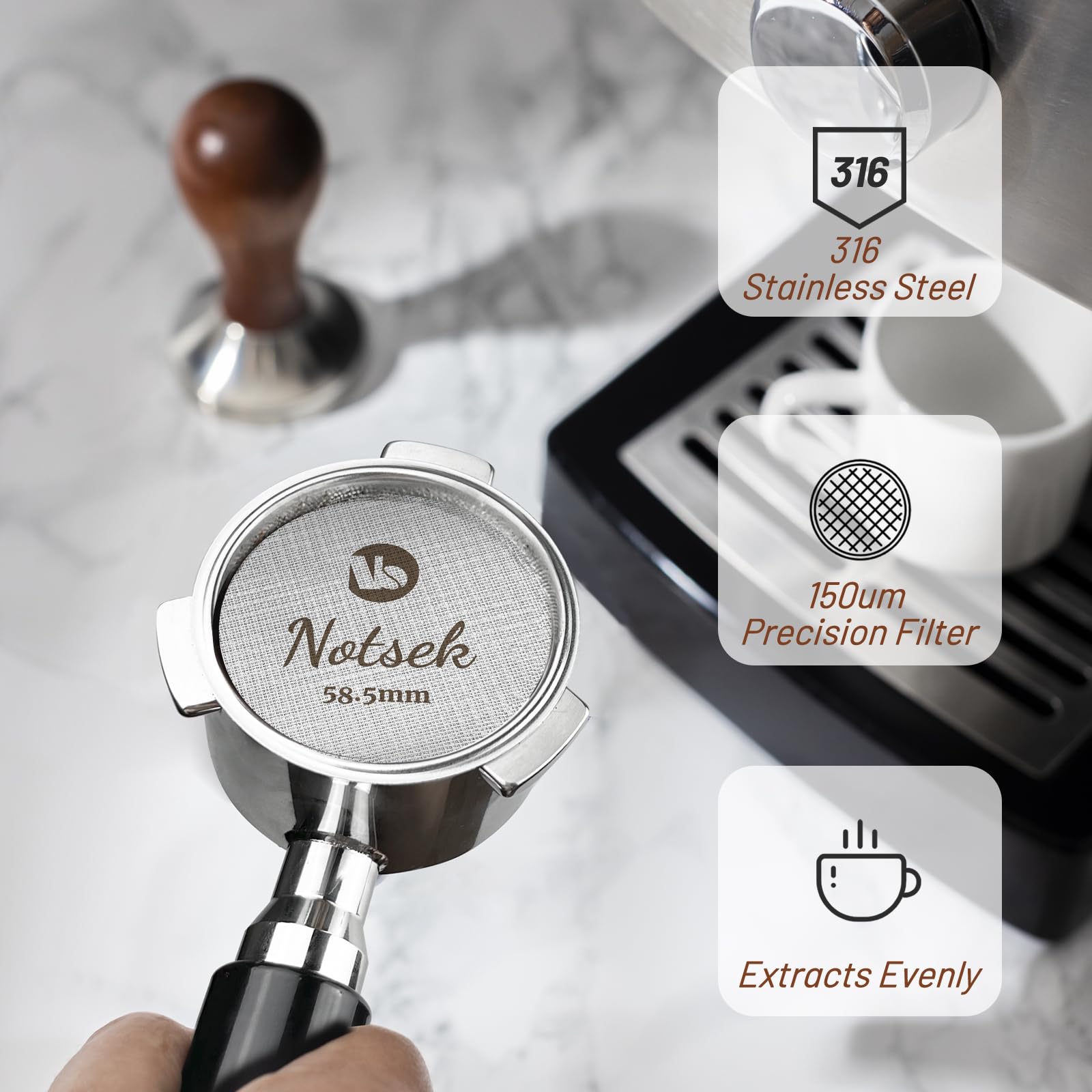 2 Pezzi Puck Screen 58mm Per Caffè Espresso – Spessori 1,0 E 1,7 Mm, Filtro In Acciaio Inox 316L 150μm, Con Scatola Acrilica - 5