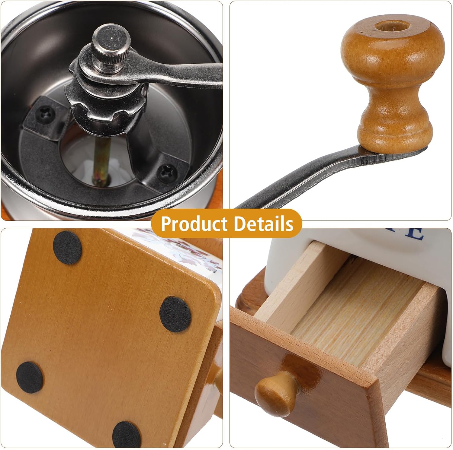 PRETYZOOM 1pc Mini Bean Manual Coffee Grinder Ceramic Mill for Home Office Kitchen Pepper Grinding