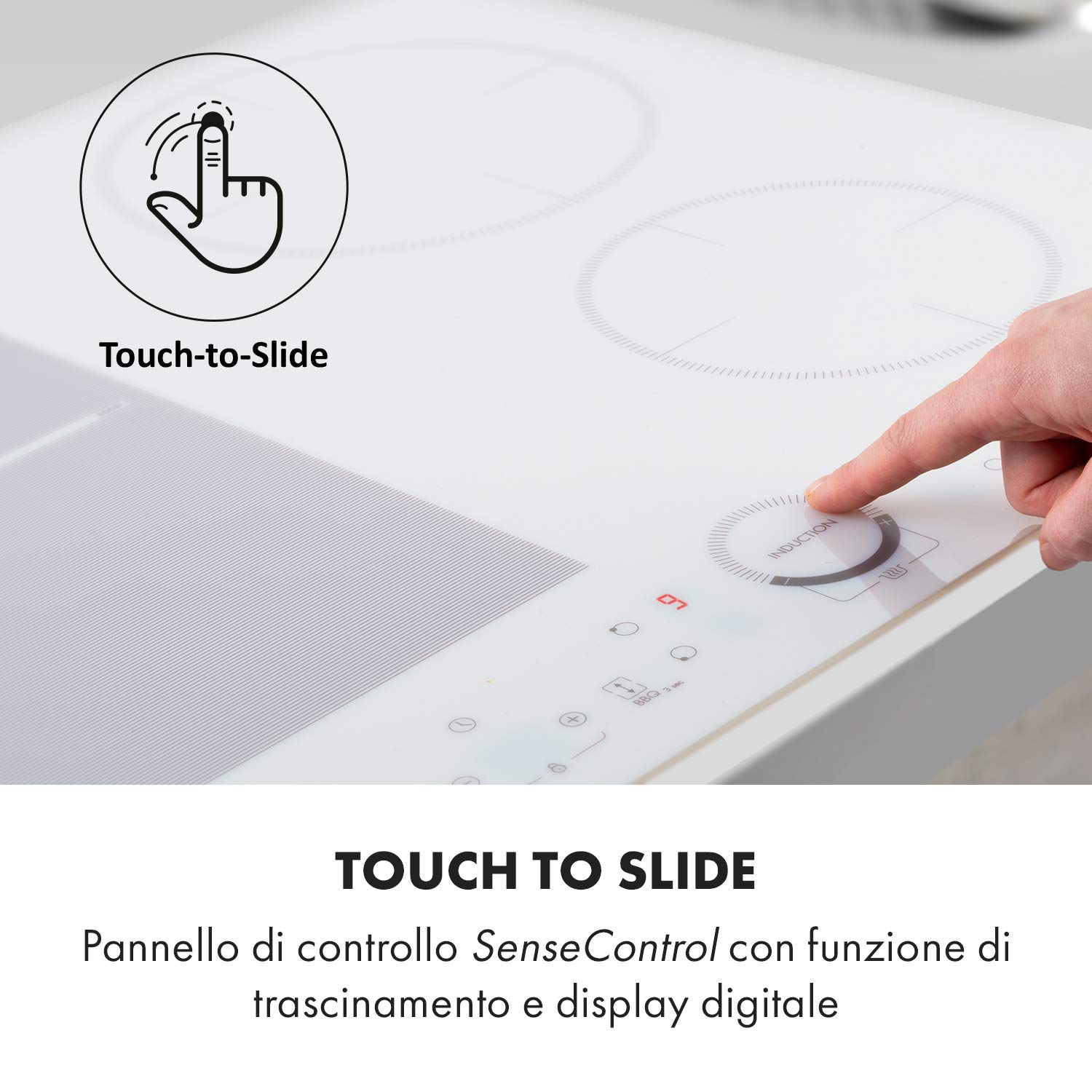 Klarstein Piastra Induzione 4 Fuochi, Piano Cottura 7000W, Integrata con Controllo Touch, Fornello Professionale