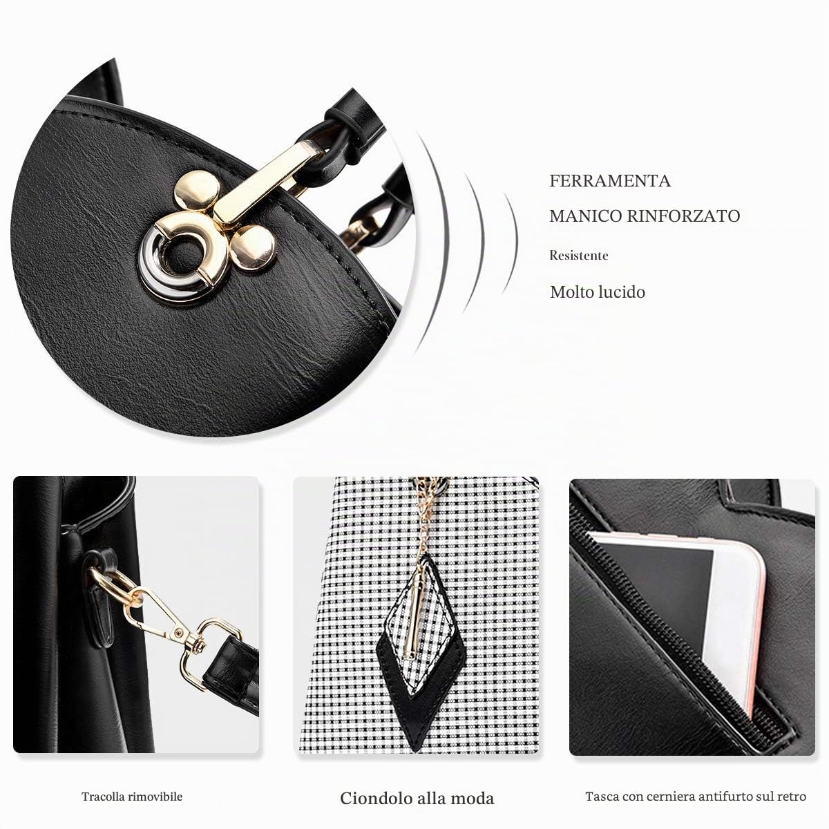 NICOLE & DORIS Borsa da Donna Elegante e alla Moda Borsa a Mano Borsa a Tracolla di Grande Capacità Borsa con Manico Superiore Borsa a Quadri