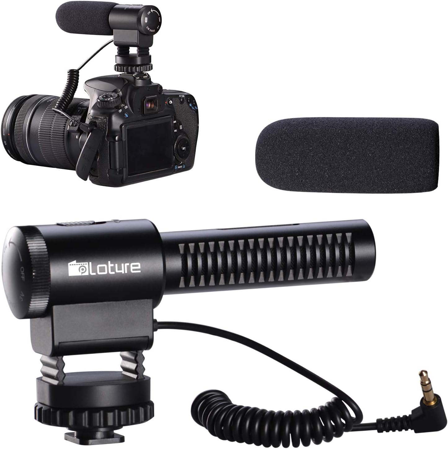 PLOTURE Camera Microphone, Interview MIC Super-Cardioid Shotgun on-Camera Microphone Works for DSLR Cameras with Fur Wind Shield.
