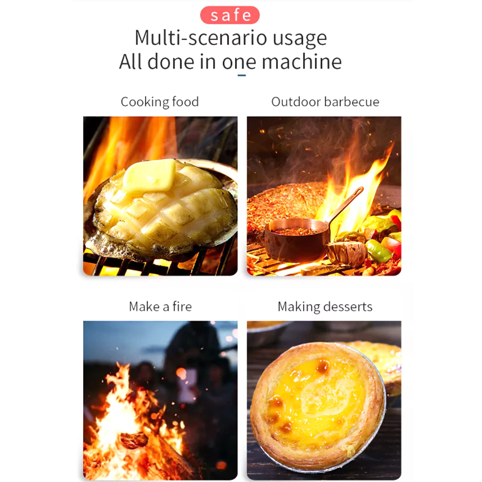 Soplete de butano Recargable, soplete de butano con Bloqueo de Seguridad y Llama Ajustable, soplete de Cocina, para postres, Creme Brulee, Barbacoa y horneado (Gas butano no Incluido)