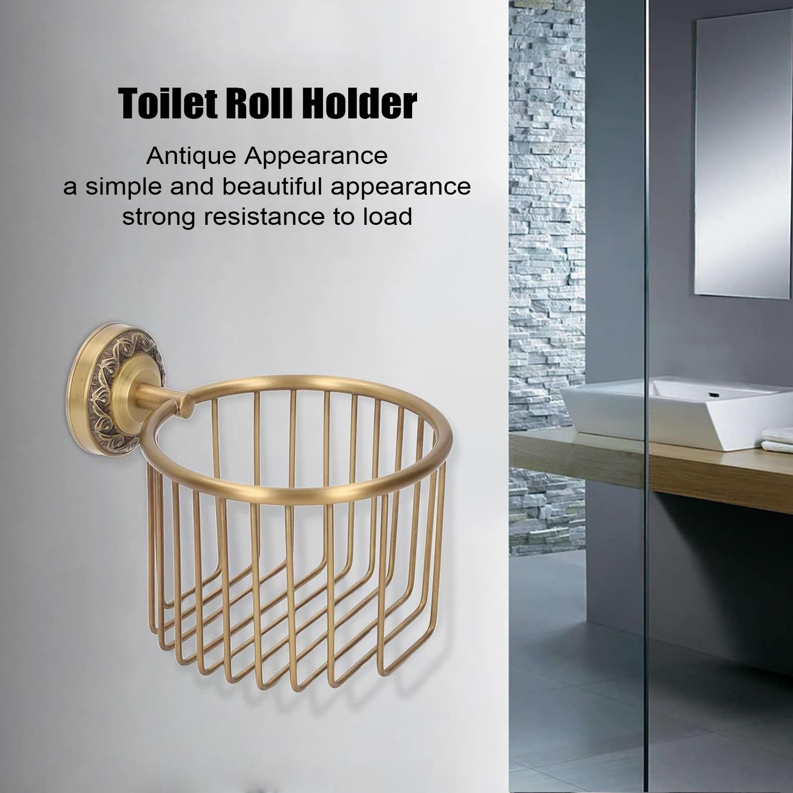 Porte-rouleau de toilette en laiton Support mural rustique décoratif