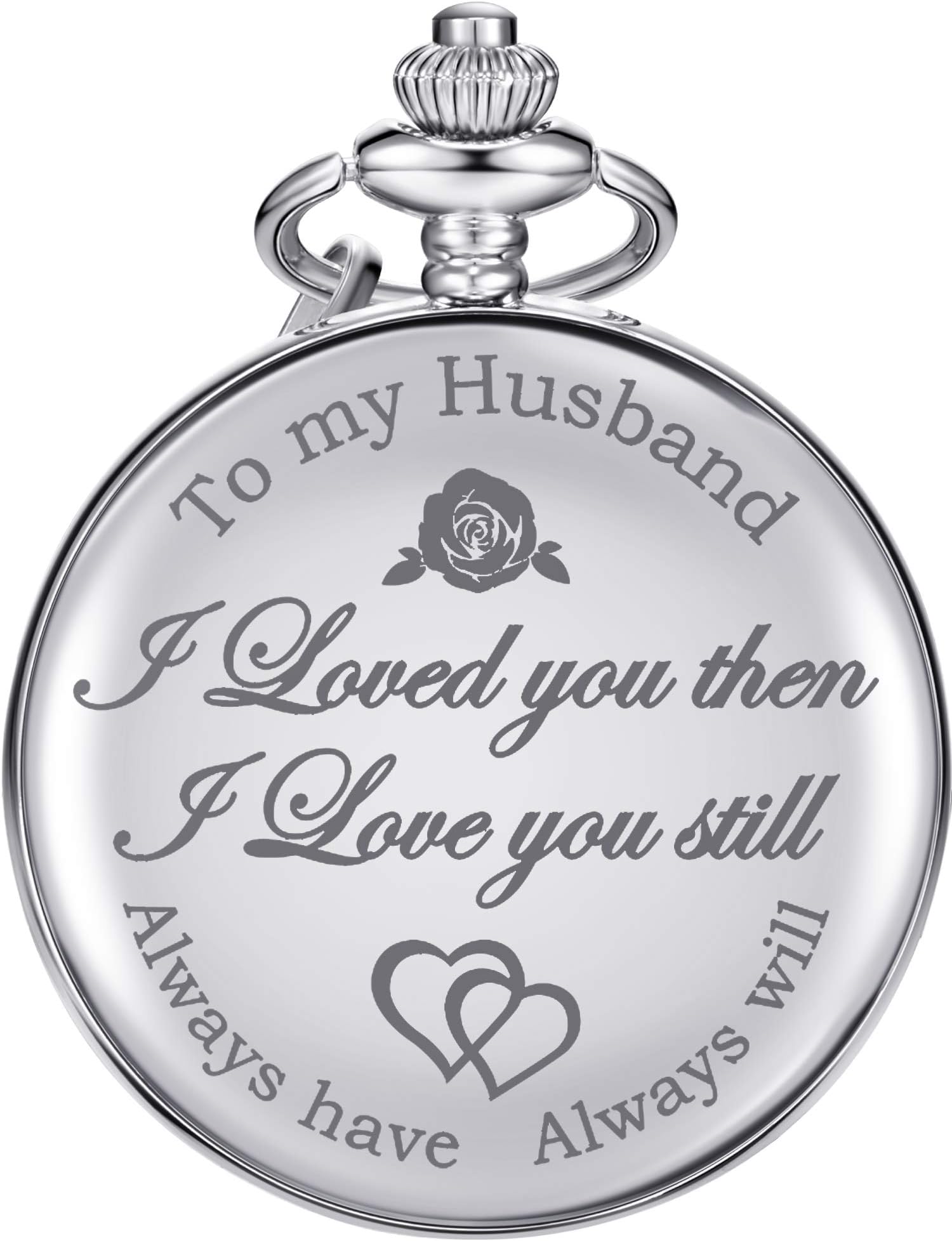 Men's Pocket Watch Engraved Pocket Watch Gift for Husband Anniversary