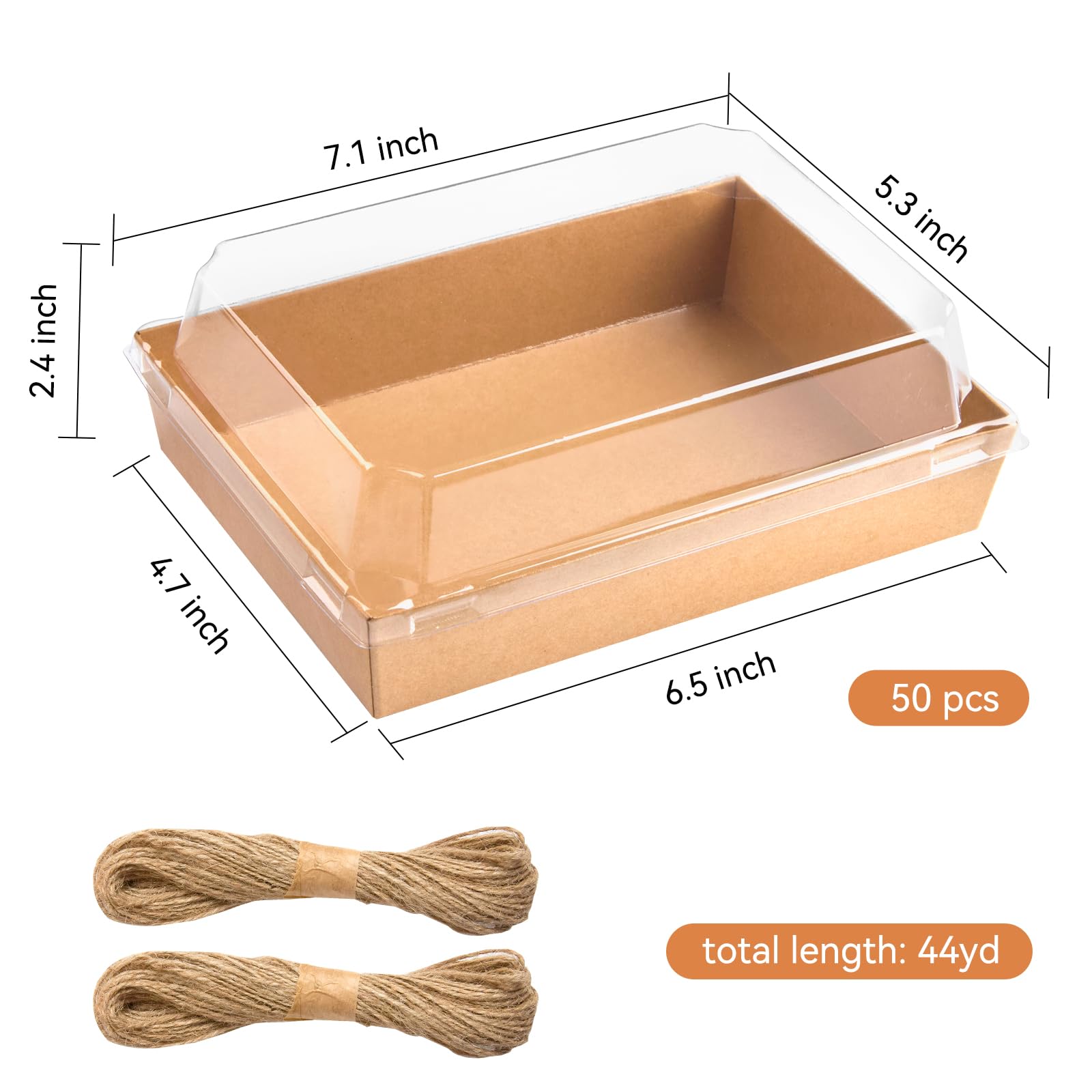 Kucoele 50 cajas de charcutería de papel marrón de 7 x 5 pulgadas