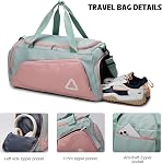 Eslcorri Gym Duffle Bag for Women, Travel Duffel Backpack with Shoe & Wet Compartment Carry on Overnight Luggage Bag (B, Black)