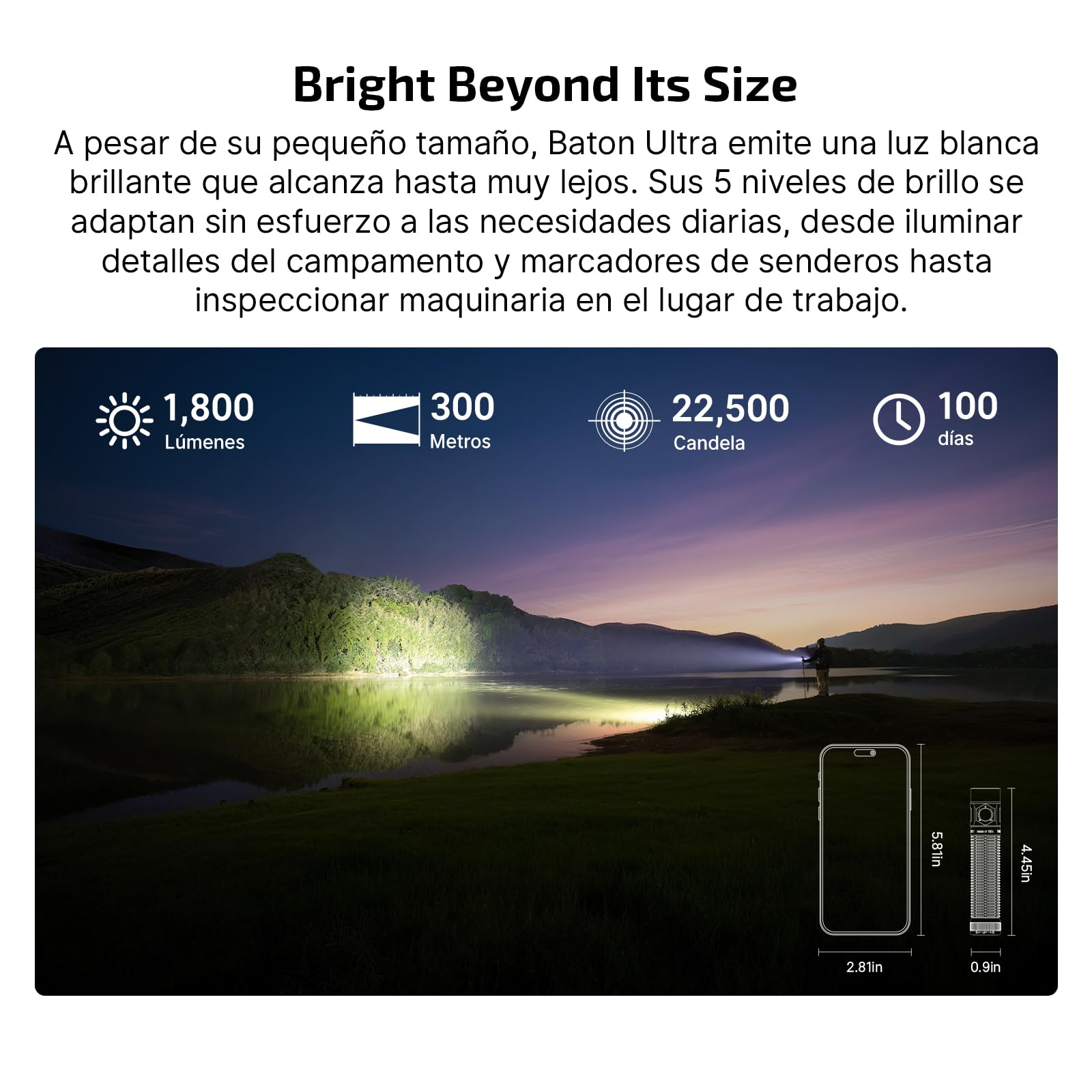 OLIGHT Baton Ultra Linterna Recargable EDC, 1800 Lúmenes, Alcance 300m, LED EIP 1, Superaleación OAL, Impermeable IPX8, Doble Interruptor - Para Exploración Exterior/Trabajo/Emergencias (Verde Oliva)