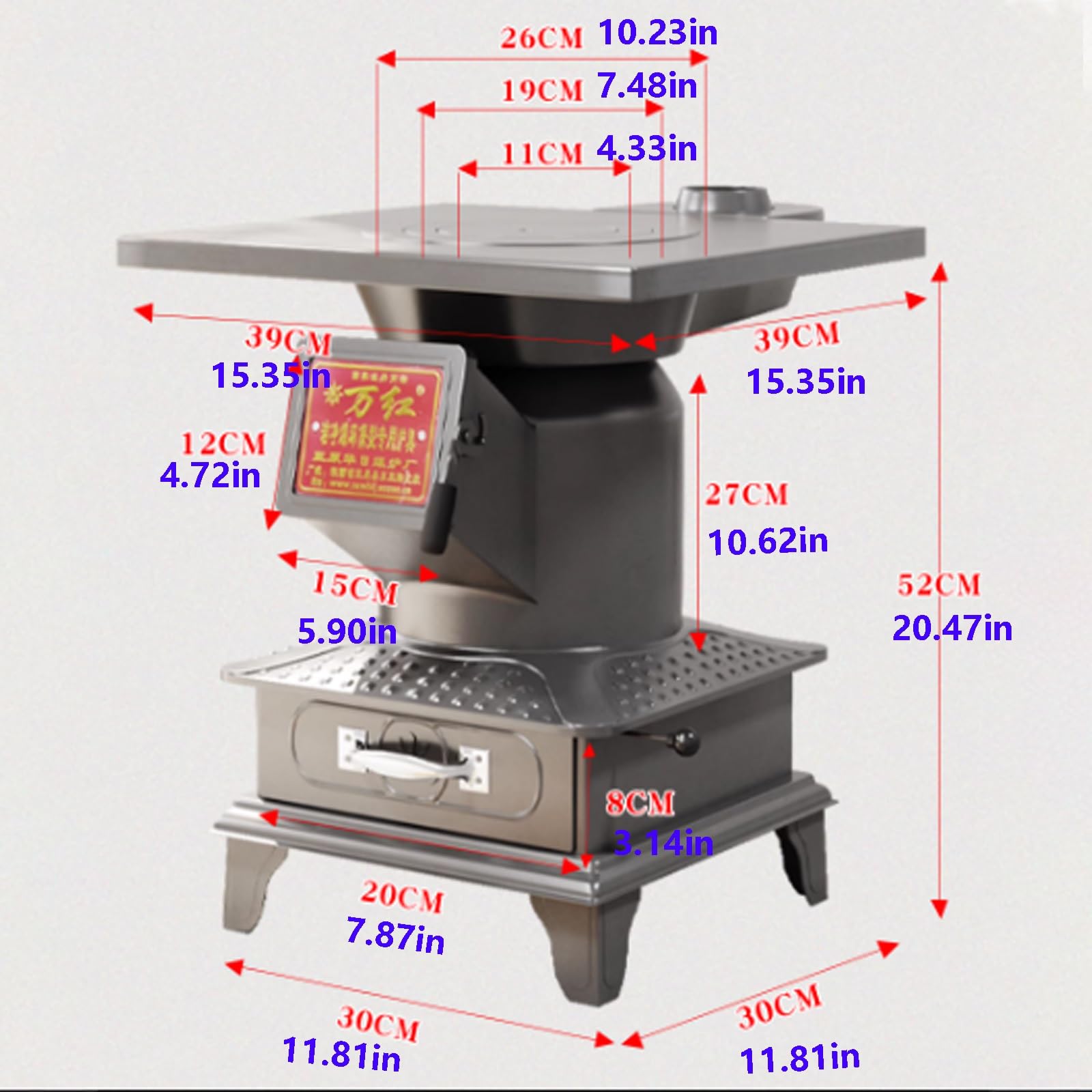 Estufa de Leña Multifunción para Calefacción y Cocina Interior y Exterior, Ideal para Camping, Balcón, Jardín y Terraza, Incluye Chimenea de 300cm