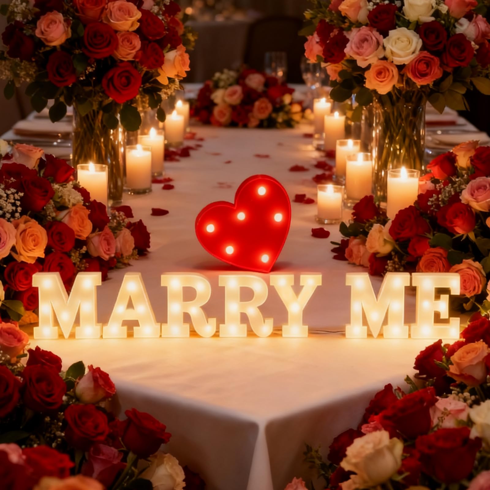 Marry Me Light Up Letters Proposal Decorations Will You Marry Me Sign LED Romantic Night Light for Proposal Engagement Wedding Outdoor(Warm White) — image 1