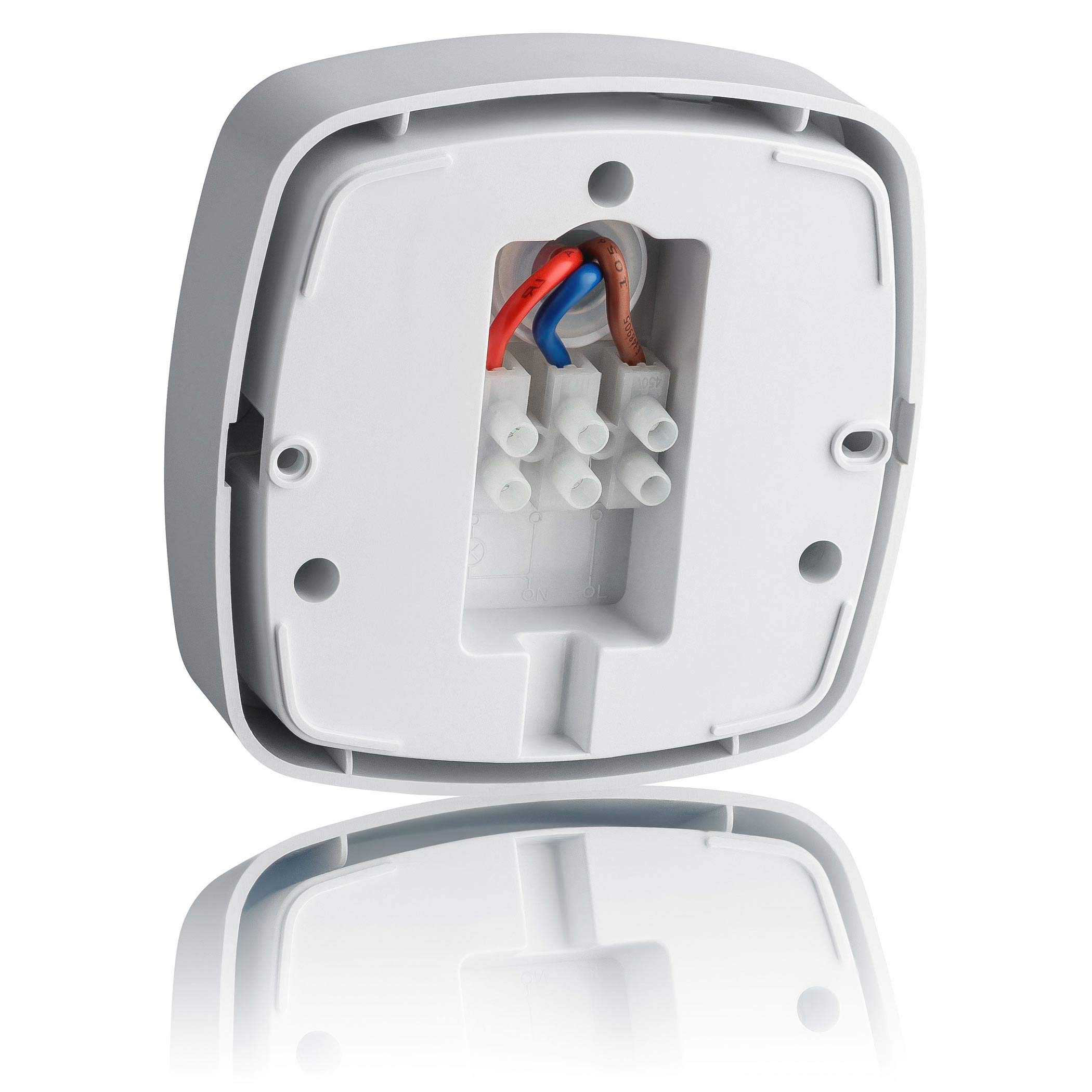 SEBSON 2X Detector de Movimiento Exterior IP65, Montaje Superficie en Techo, programable, 20x4m / 360°, LED Adecuado, Sensor de Infrarrojos con 2 Sensores