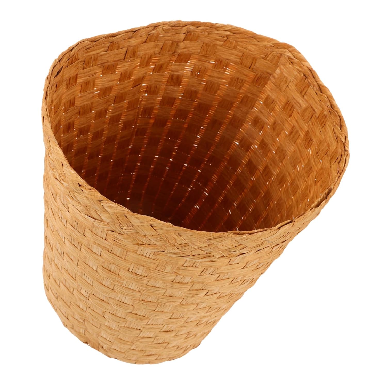 Rattan Trash Can Bamboo Storage Bin Lid Wastebasket Lid Basket for Kitchen
