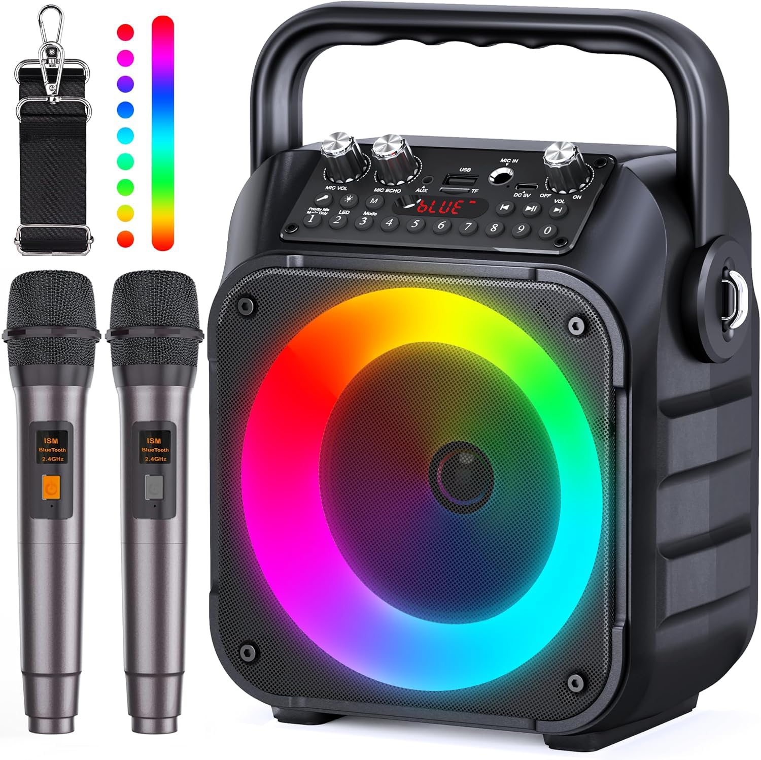 Amazon | スピーカーセット カラオケ 家庭用 拡声器 カラオケマイク 2 
