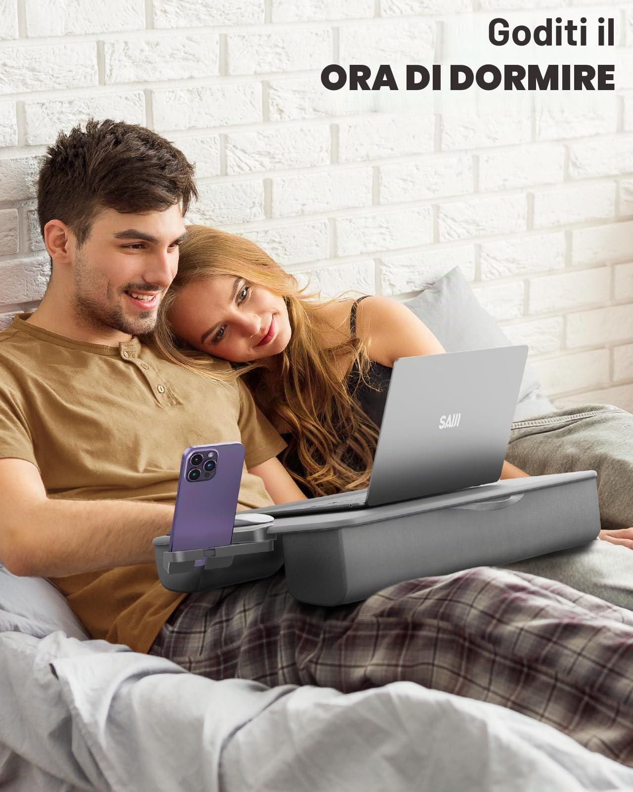 SAIJI Supporto per Laptop con Cuscino, supporto pc portatile, (grigio scuro)
