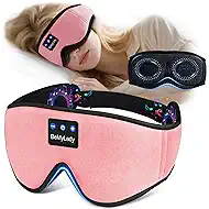 Sleep mask Headphones,100% Blackout 3D Zero Eye Pressure Bluetooth Sleep mask Breathable Eye mask with Bluetooth Headphones Sleep Headphones for Side Sleepers, 14H Playtime&Bluetooth 5.4 Pink
