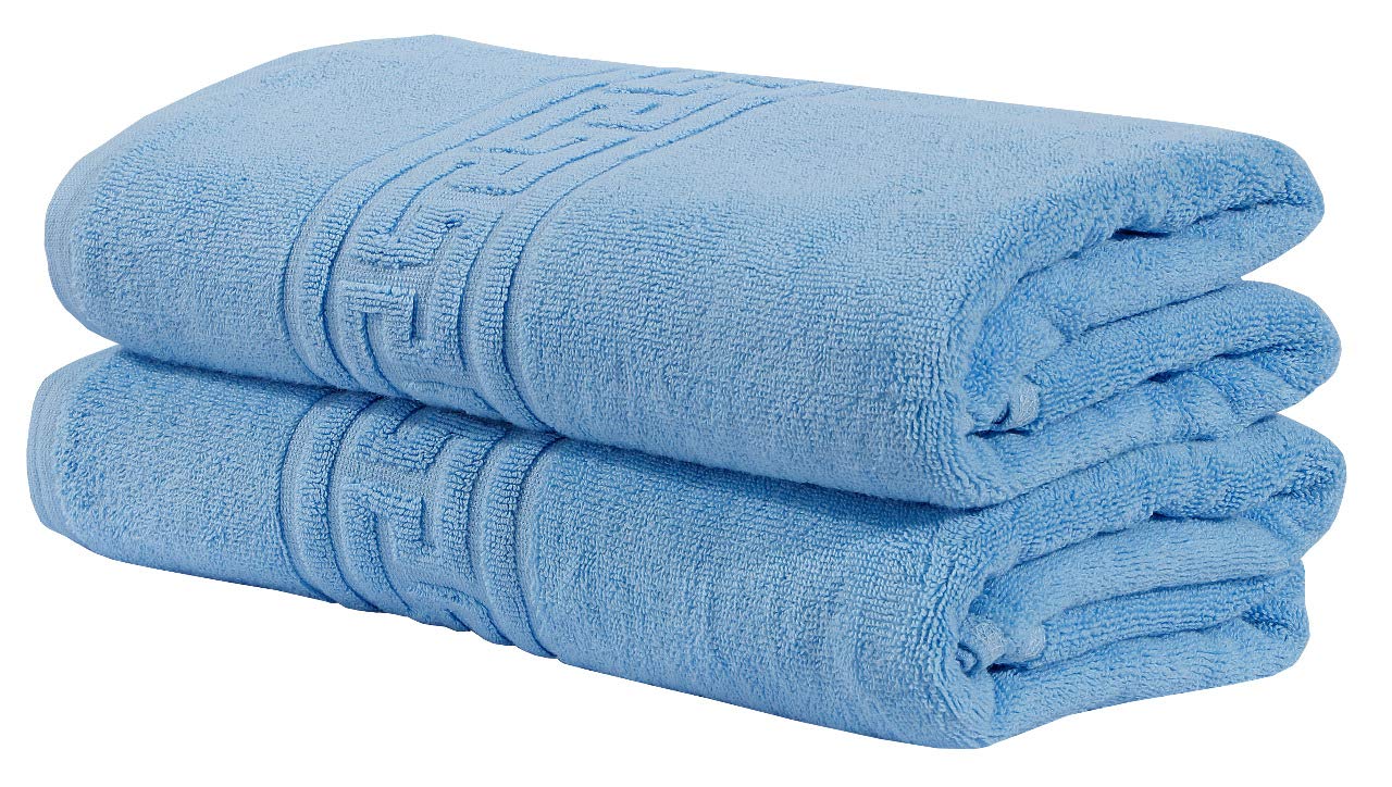 Every Thread Counts Sky Blue - 2 Bath Sheet Set Luxury & Soft - 600 Gsm Ring Spun Cotton Highly Absorbent Towels For Bathroom - Hotel Quality (, 2 Bath Sheet Set)