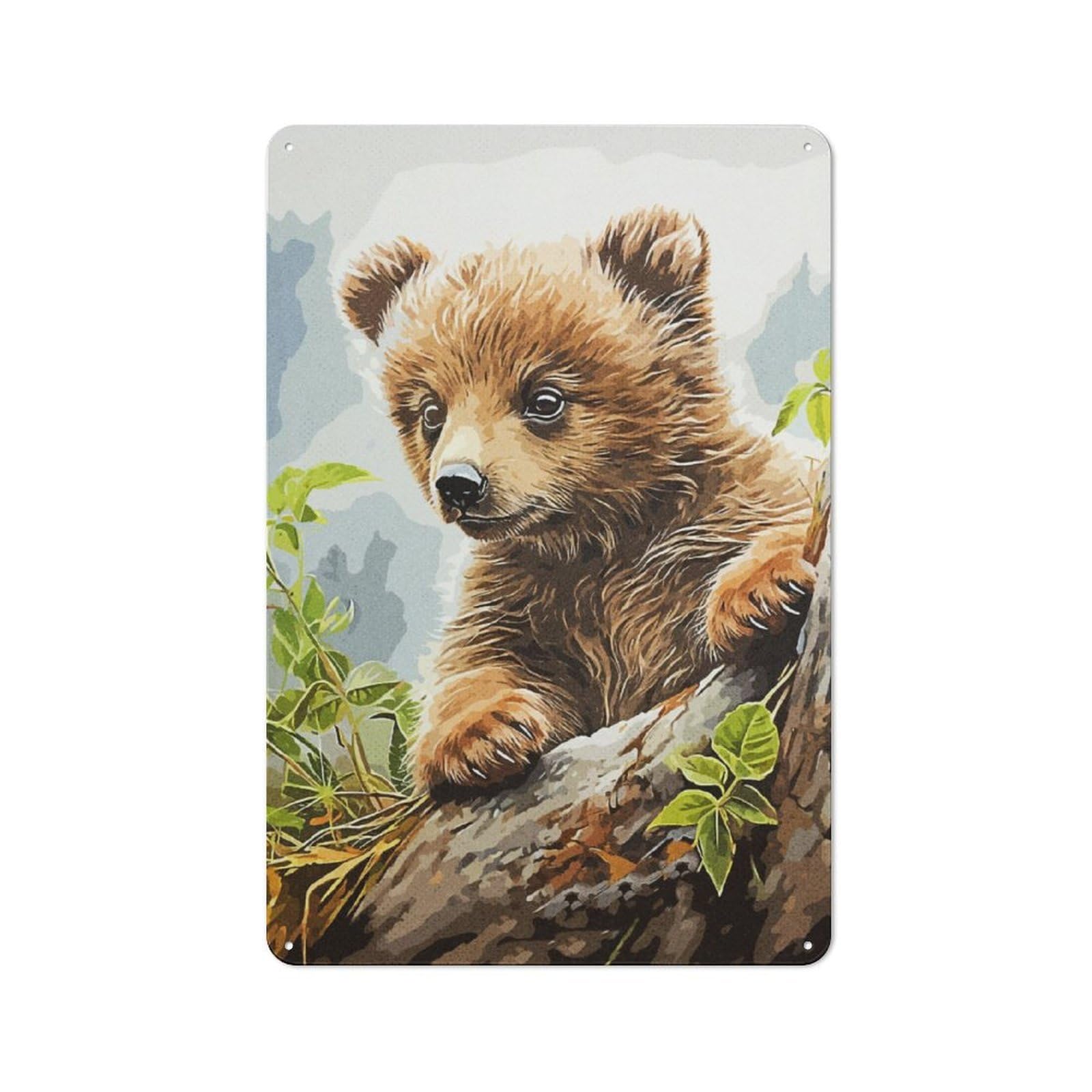 Junmoney Cute Bear For Garden Room Or Summerhouse, Retro Metal Sign 30X20cm, For Metal Sign Collectors, For Vintage Wall Decor Fans
