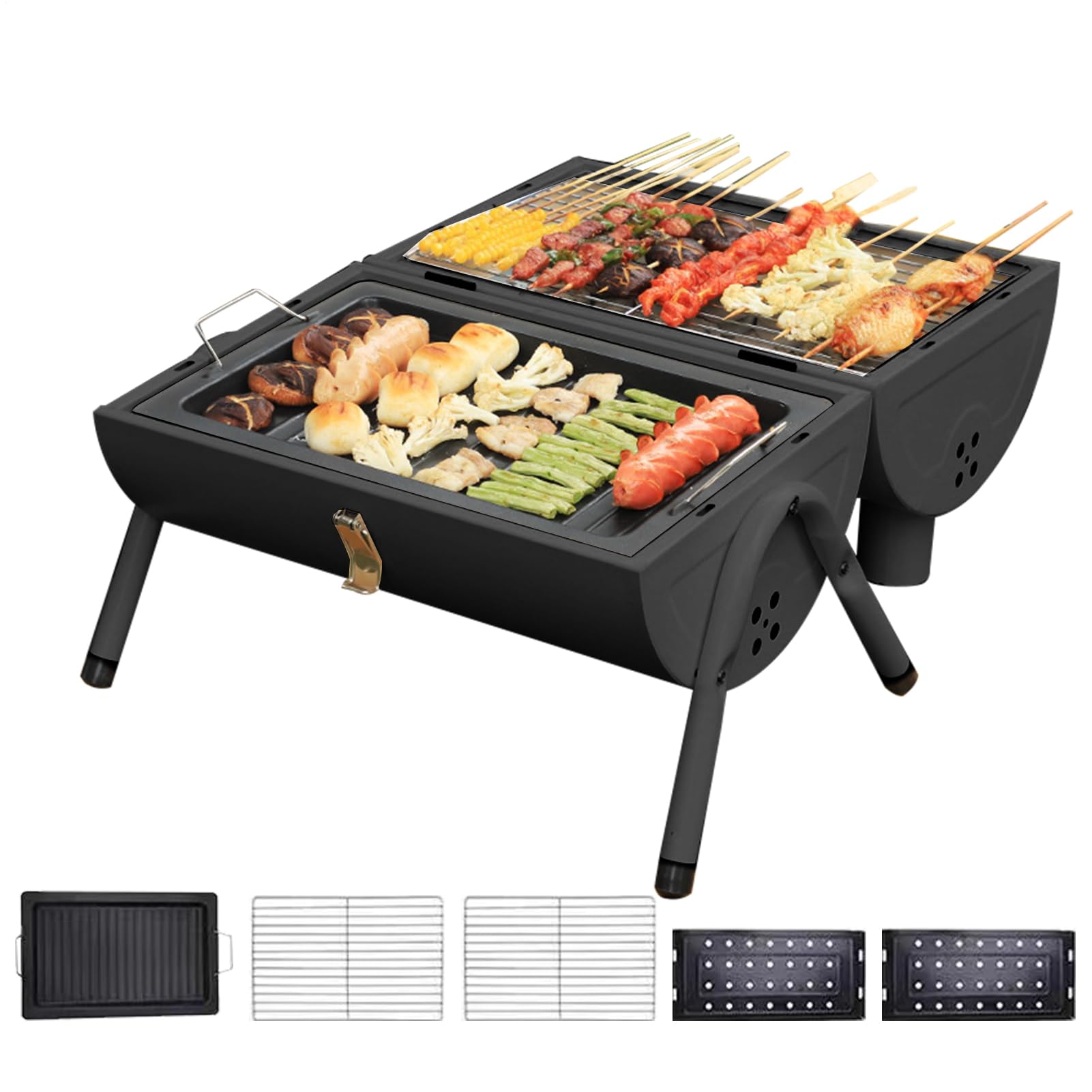 Picnic BBQ Fumatore, Barrel Smoker Grill, Fumatore Barbecue Picnic Grill Affumicato Barile, Grill A Barile Barbecue Antiaderente Per La Casa, Campeggio, Patio, Giardino, Maiale