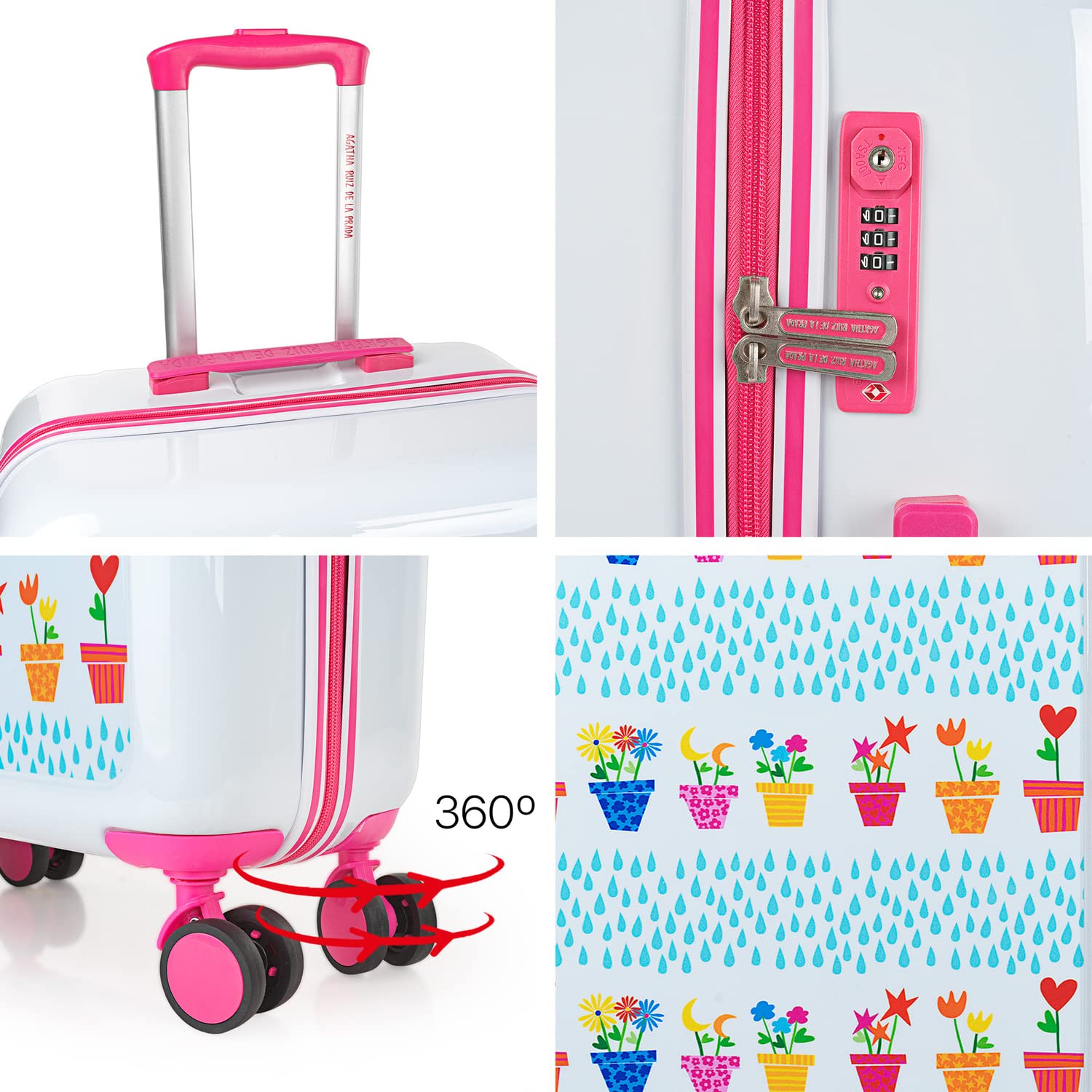 AGATHA RUIZ DE LA PRADA - Zestawy bagażowe - Zestaw walizkowy - Walizka Hard Shell. Lekka twarda walizka - zestaw z zamkiem szyfrowym TSA - twarda walizka w małej kabinie, średniej, Szczęśliwe garnki