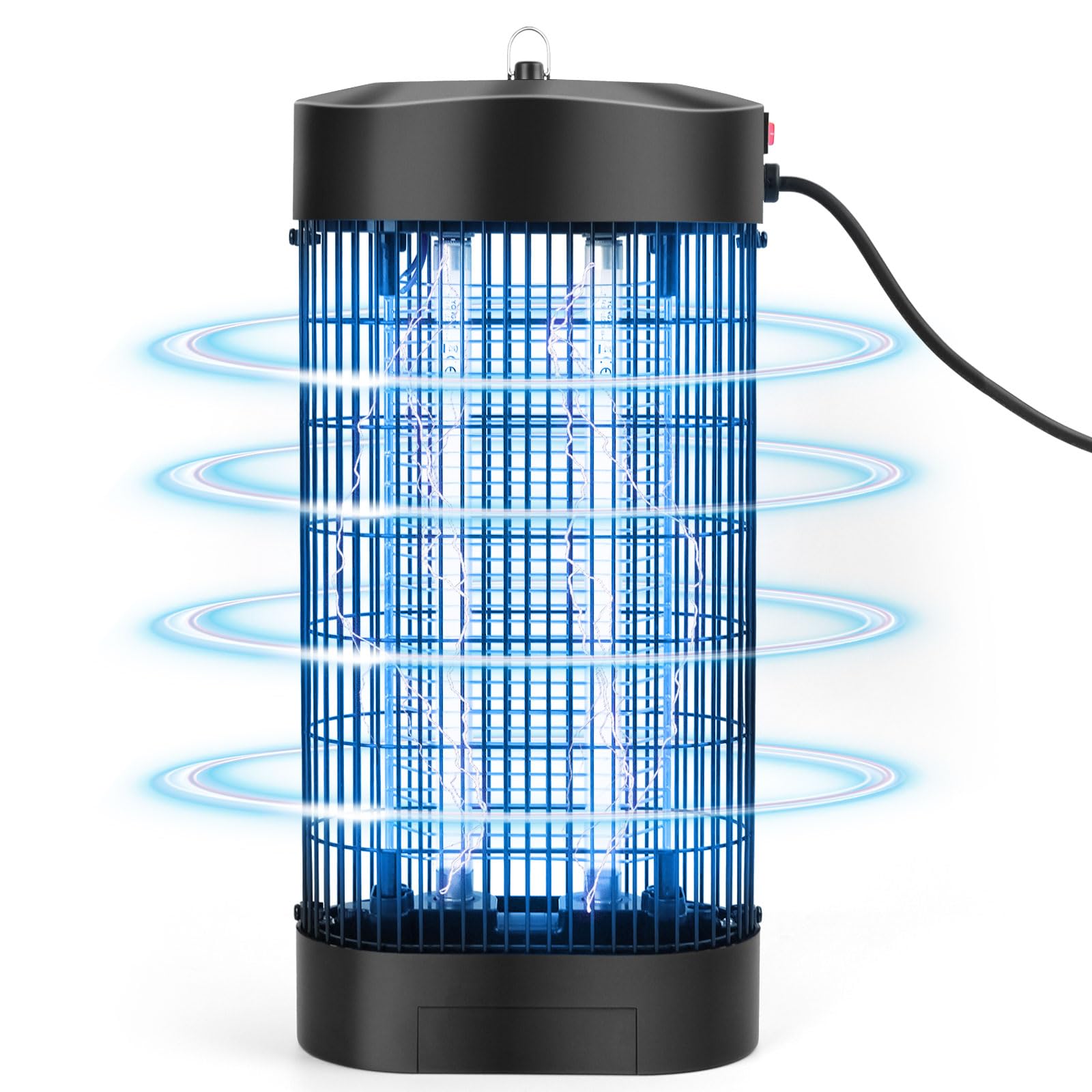 HKC Lampada Antizanzare Elettrica, Zanzariera Elettrica con 2 9W lampade UV Trappola, Lampada Zanzare con Gancio portatile, Superficie Effettiva 80m² Repellente per Zanzare Contro Tarme, Mosche
